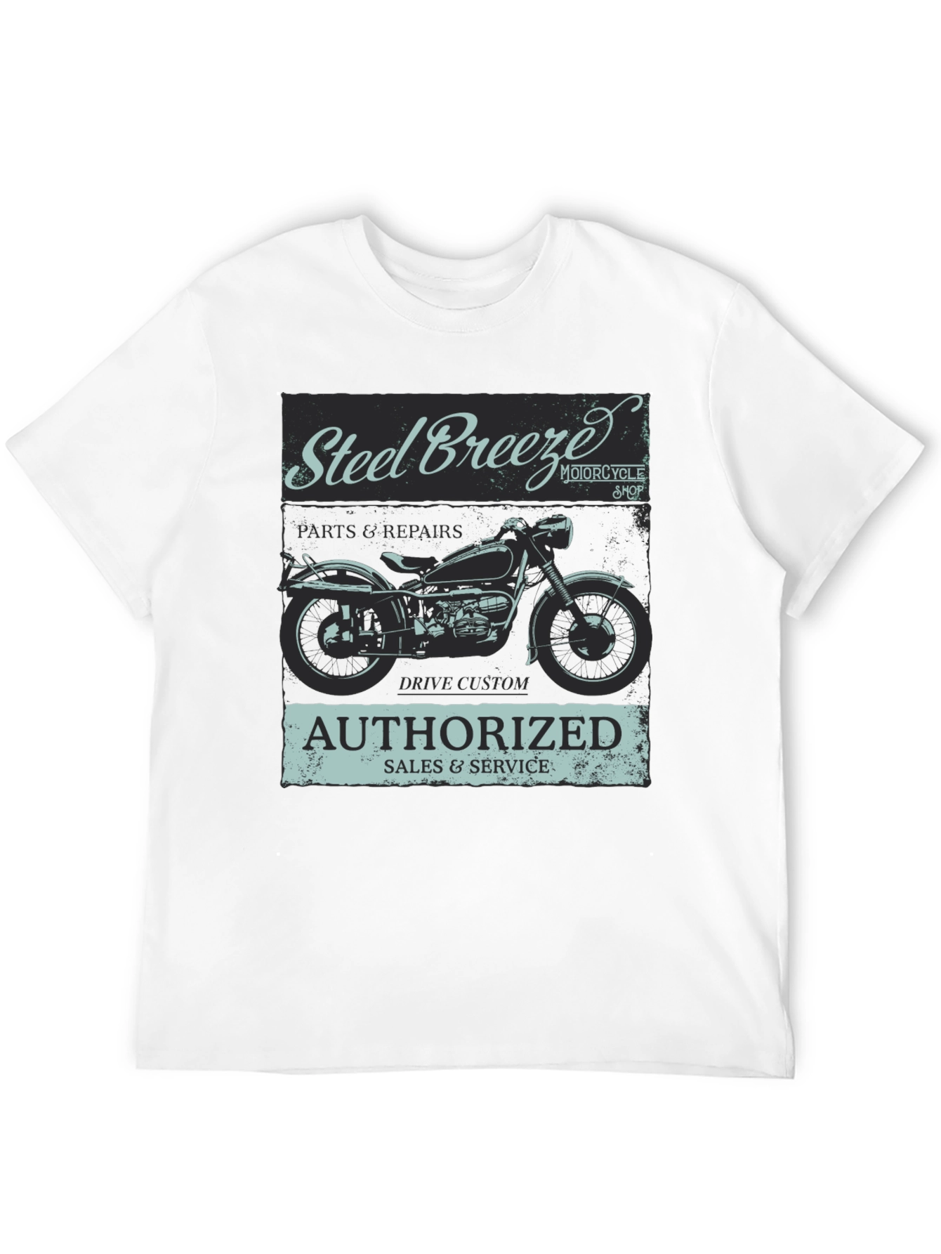 Black Steel Breeze Motorcycle T-Shirt - Vintage Style view 12