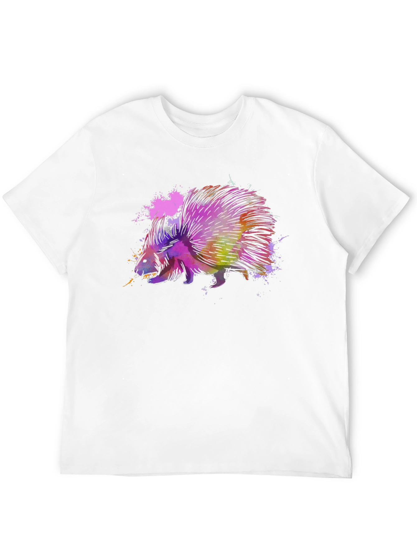 Black Watercolor Porcupine Graphic T-Shirt view 12