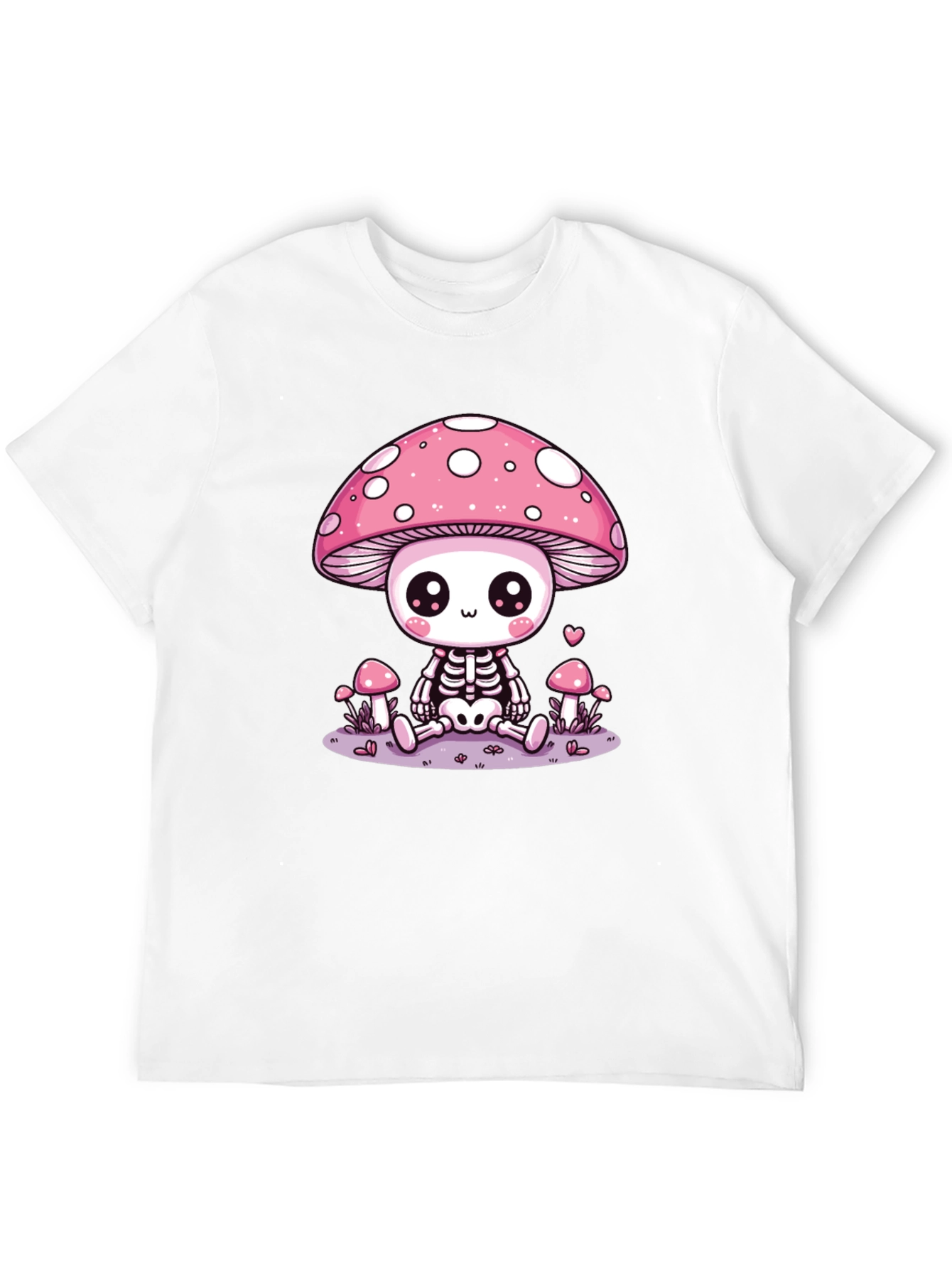 Black Mushroom Skeleton Graphic T-Shirt - Kawaii Aesthetic Tee view 12