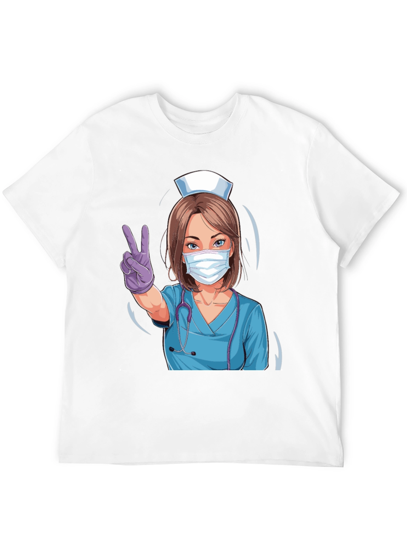 Black Nurse Victory Sign Black T-Shirt view 12