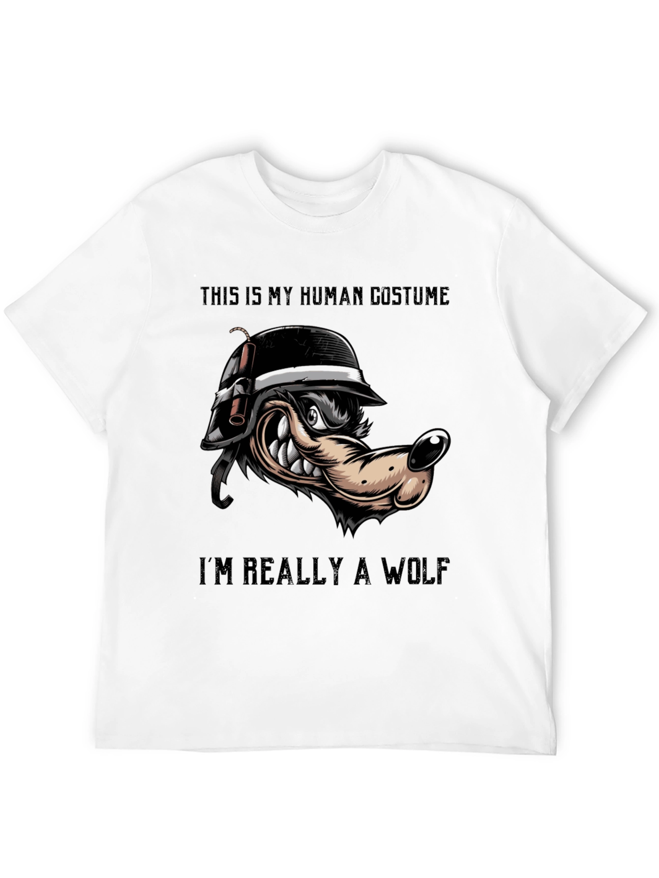 Black Human Costume Wolf T-Shirt view 12