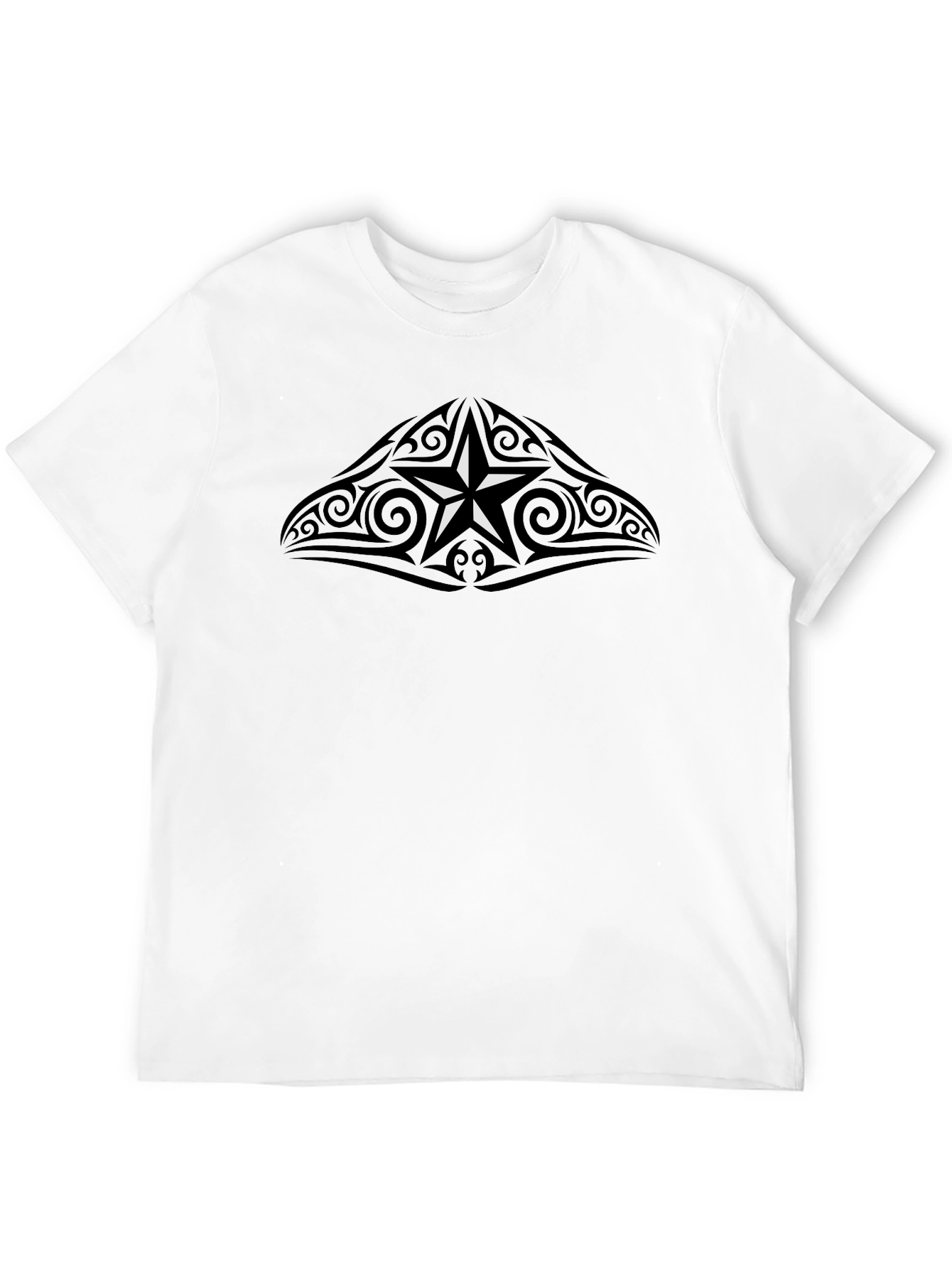 Black Tribal Star Graphic T-Shirt - Mens Crew Neck view 12