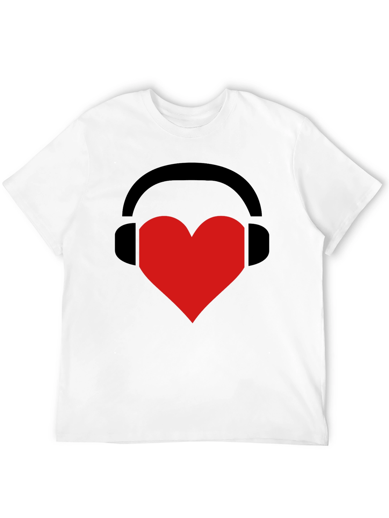 Black Music Lover Tee: Heart Headphones Graphic T-Shirt view 12