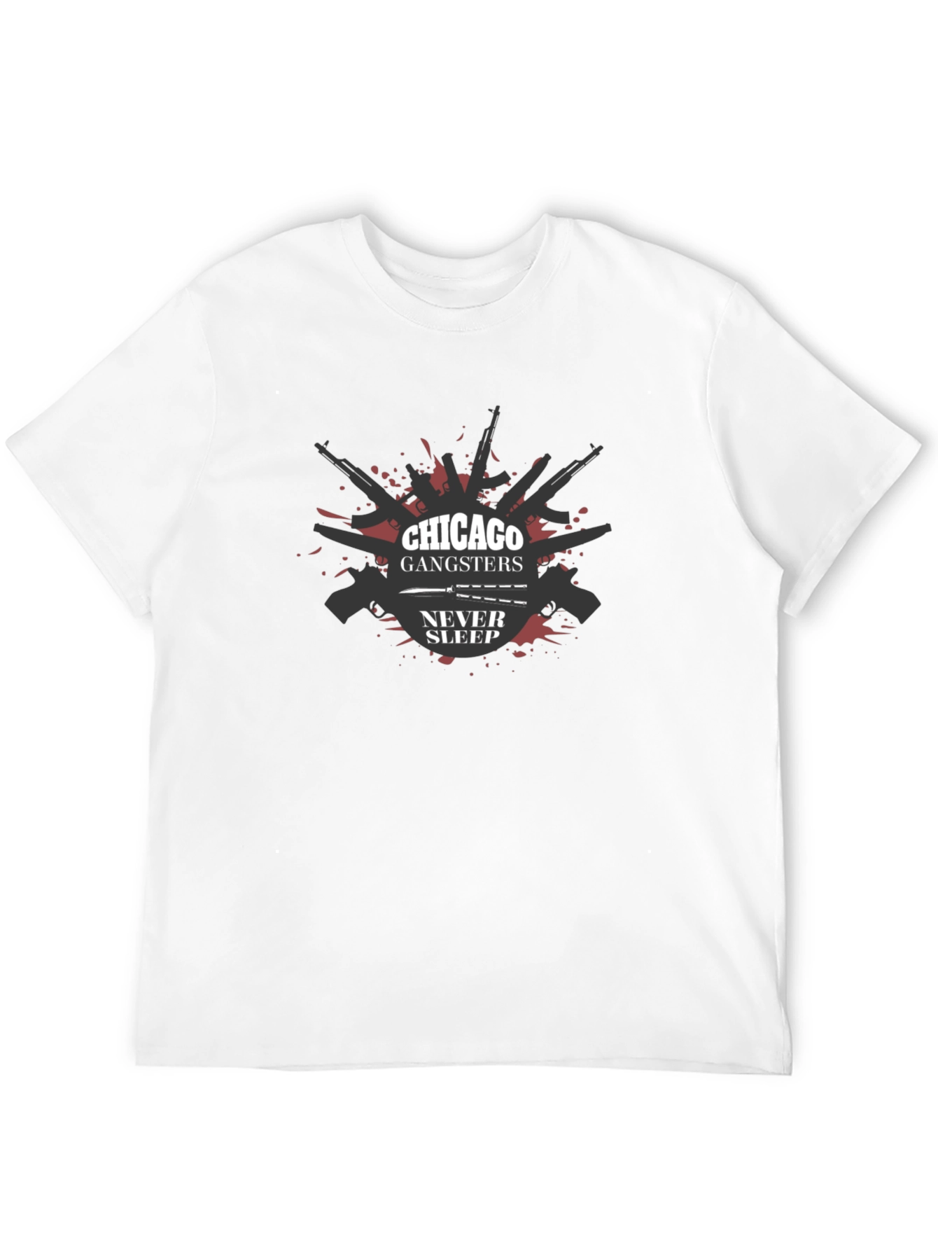 Black Chicago Gangsters Never Sleep Graphic T-Shirt view 12
