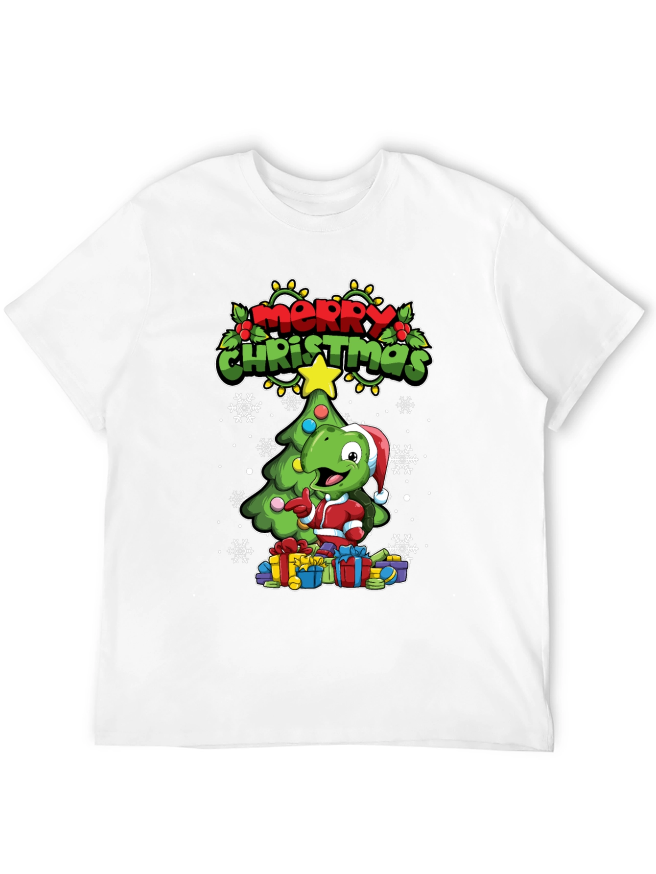 Black Festive Dino Christmas T-Shirt view 12