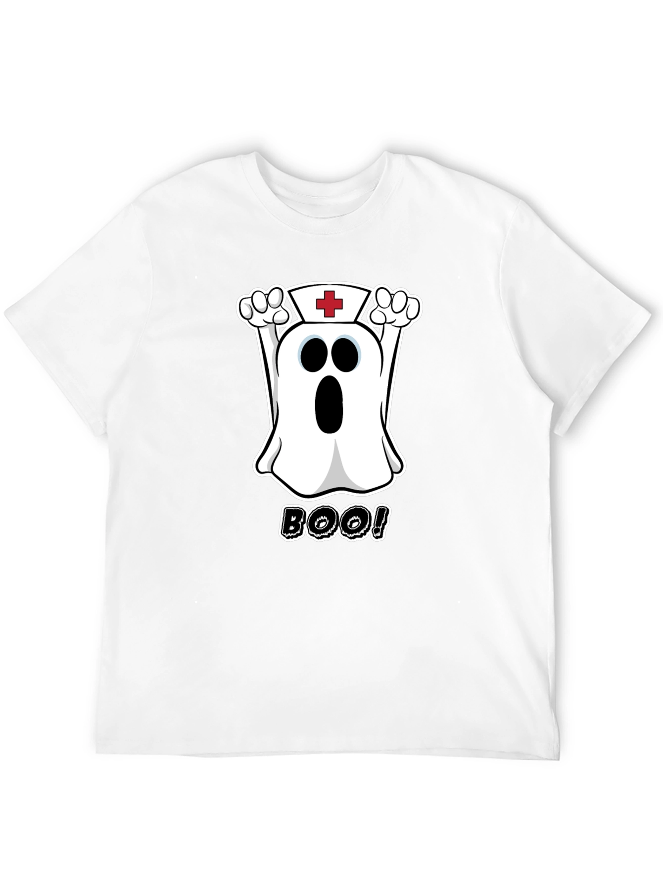 Black Nurse Ghost Boo! Black T-Shirt view 12