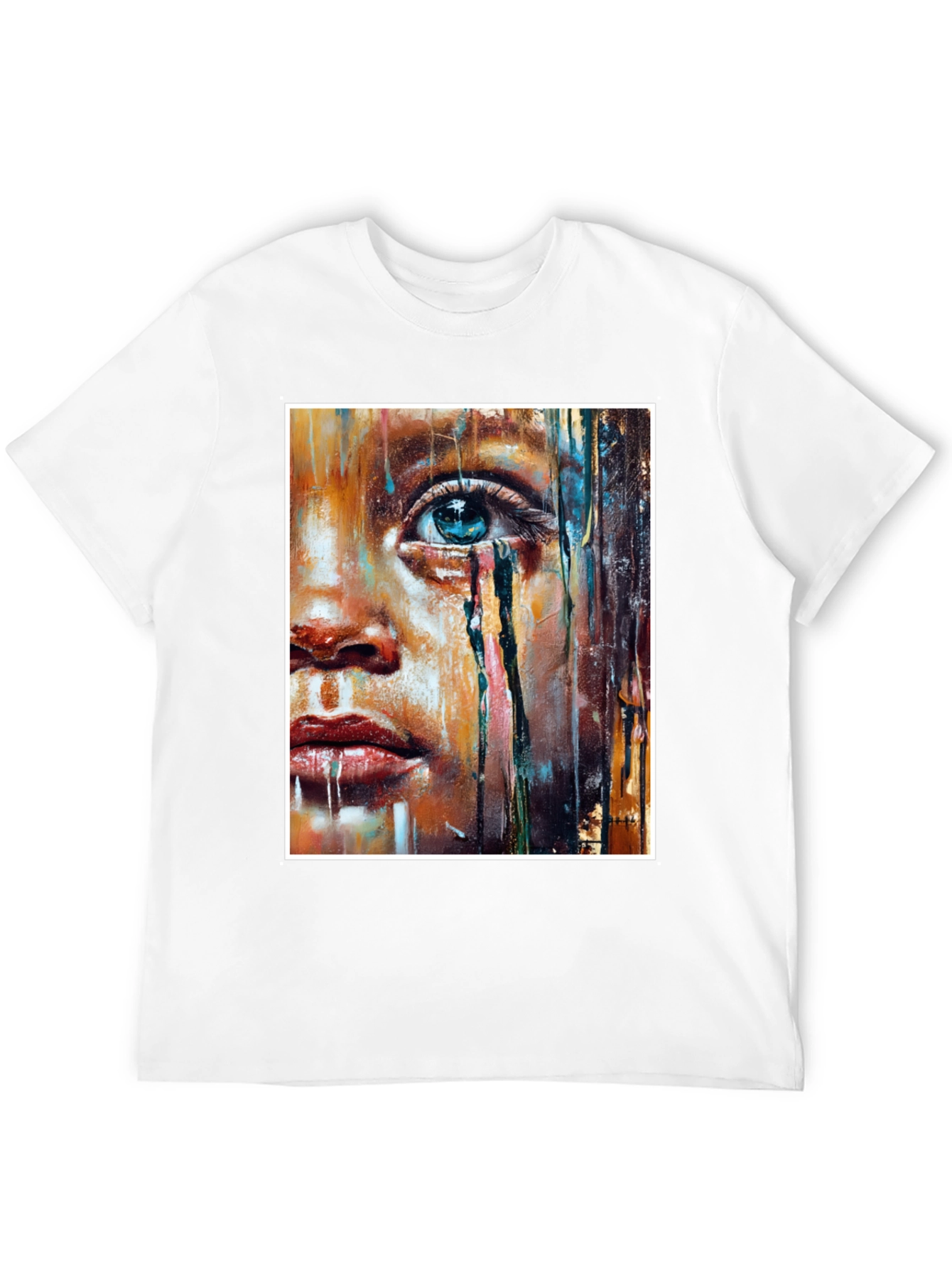 Black Artistic Teary Eye Graphic Black T-Shirt view 12