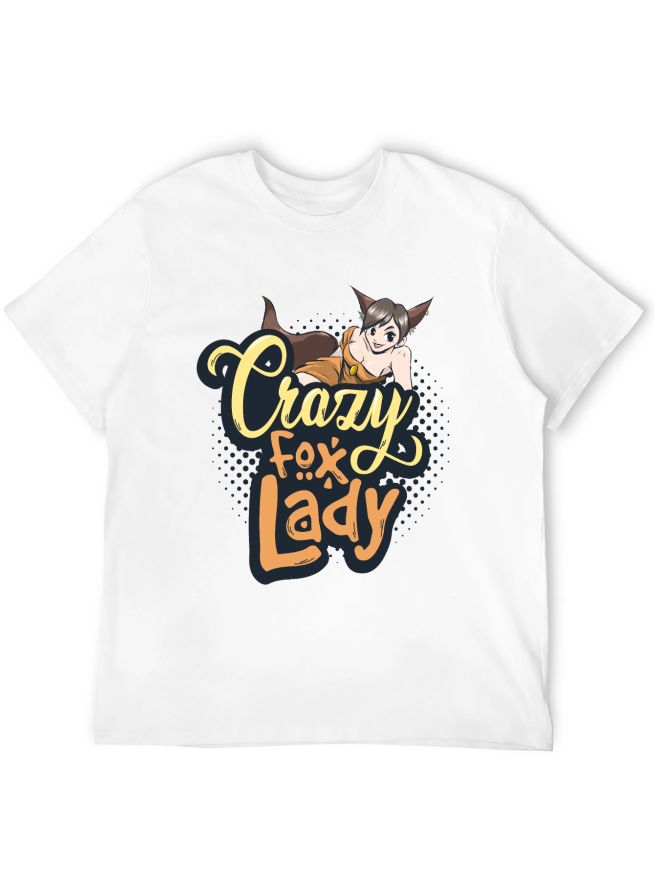 Black Crazy Fox Lady Graphic T-Shirt - Unisex view 12