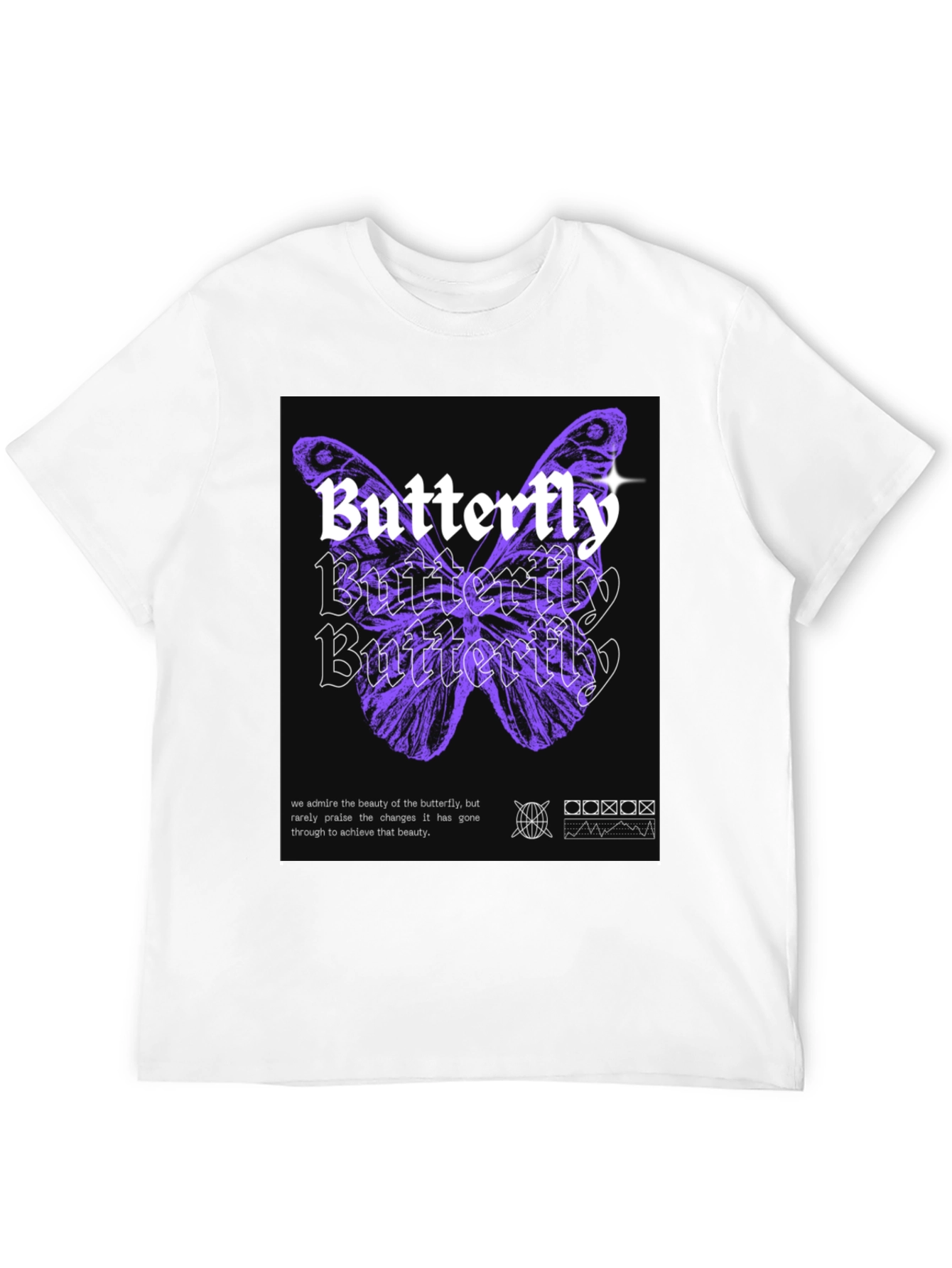 Black Butterfly Graphic Print Black T-Shirt view 12