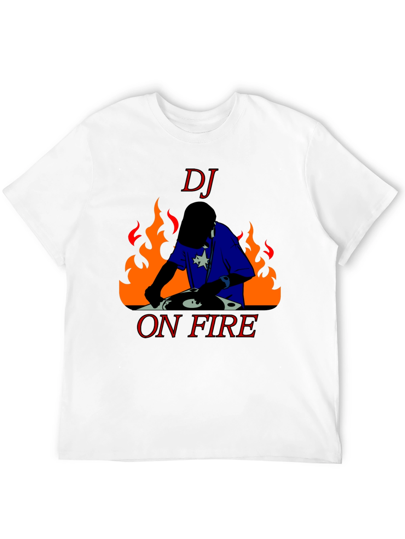 Black DJ On Fire Graphic Tee - Black Cotton T-Shirt view 12