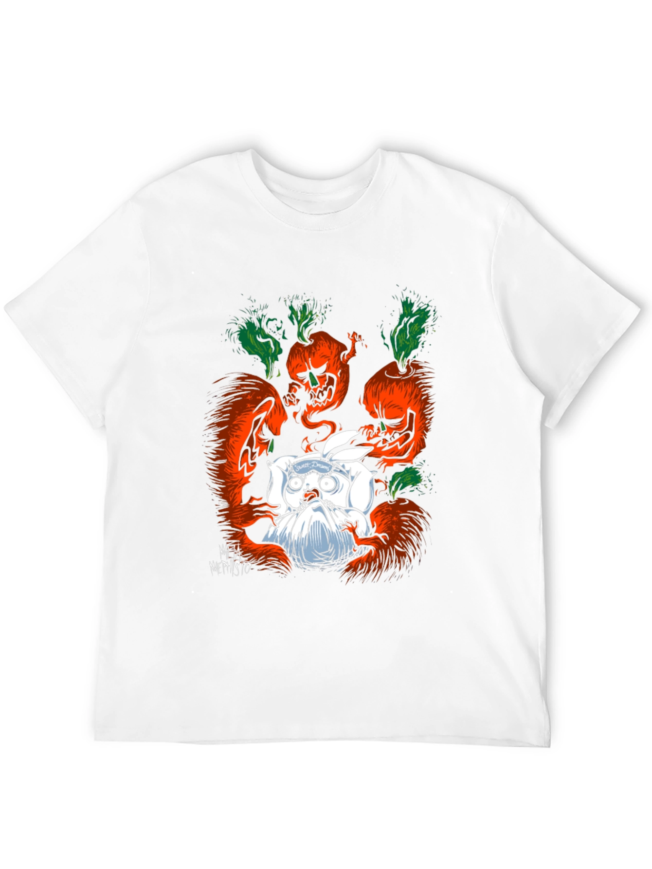 Black Spooky Carrot Rabbit T-Shirt - Dark Humor Graphic Tee view 12