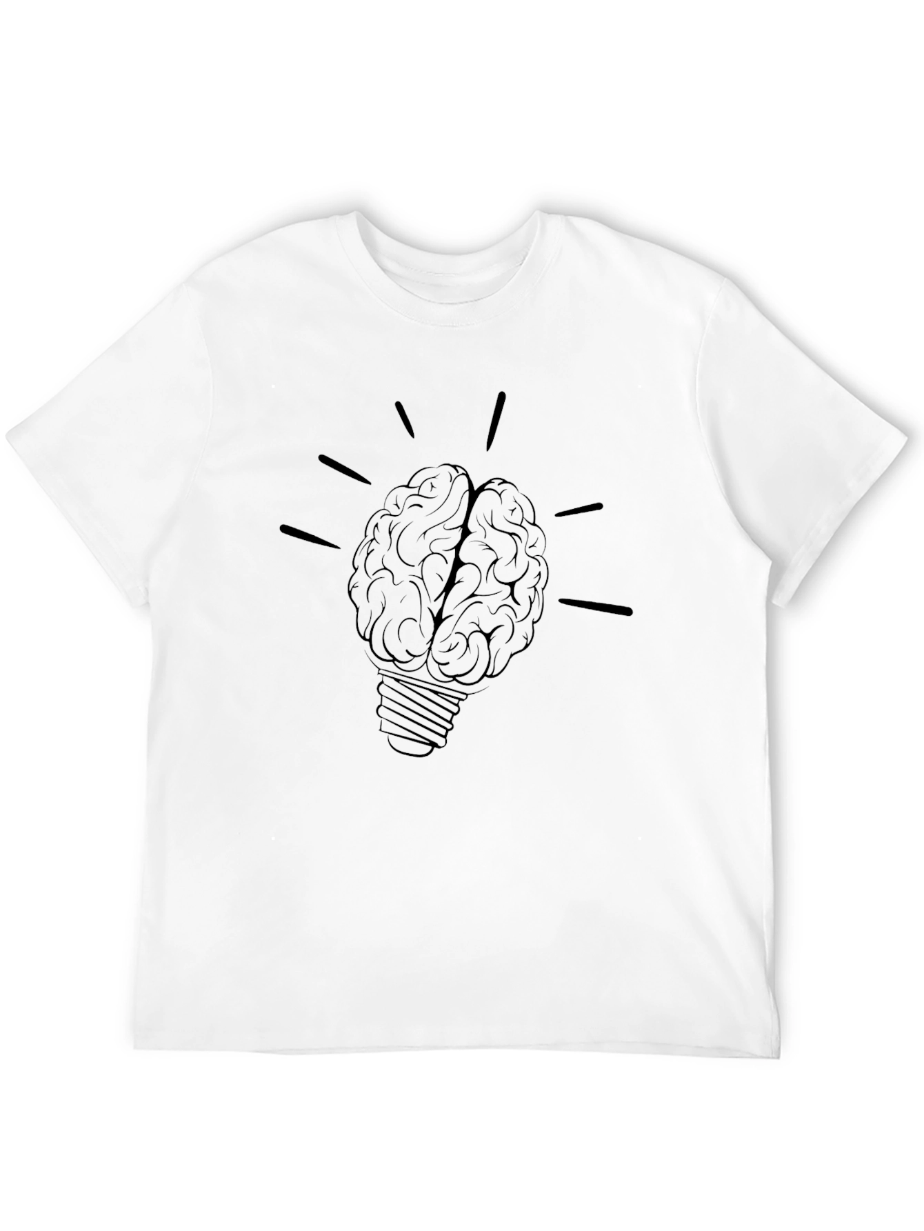 Black Brain Light Bulb Graphic Tee - Black Cotton T-Shirt view 12