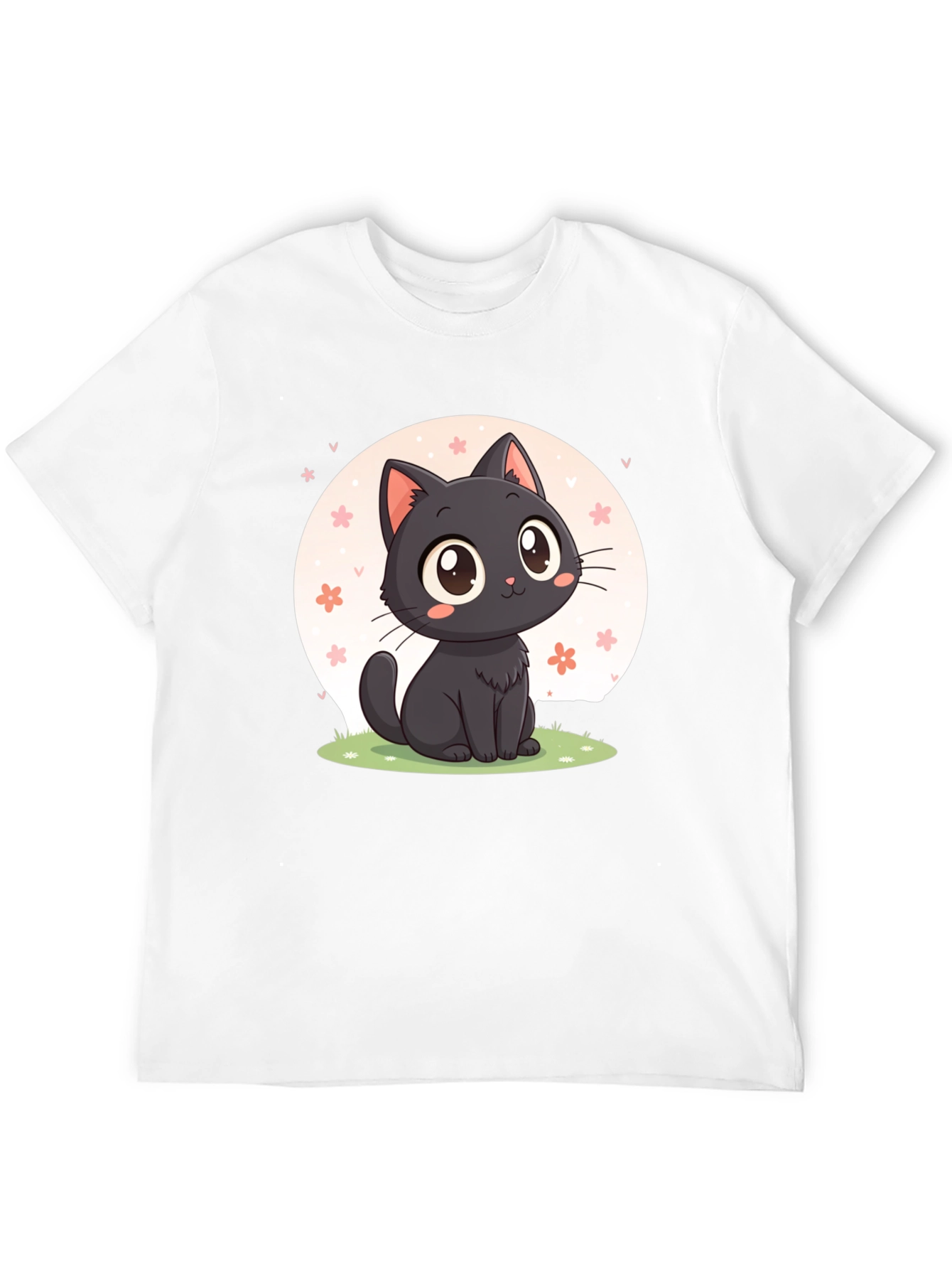 Black Cute Black Cat T-Shirt: Kawaii Cartoon Design view 12