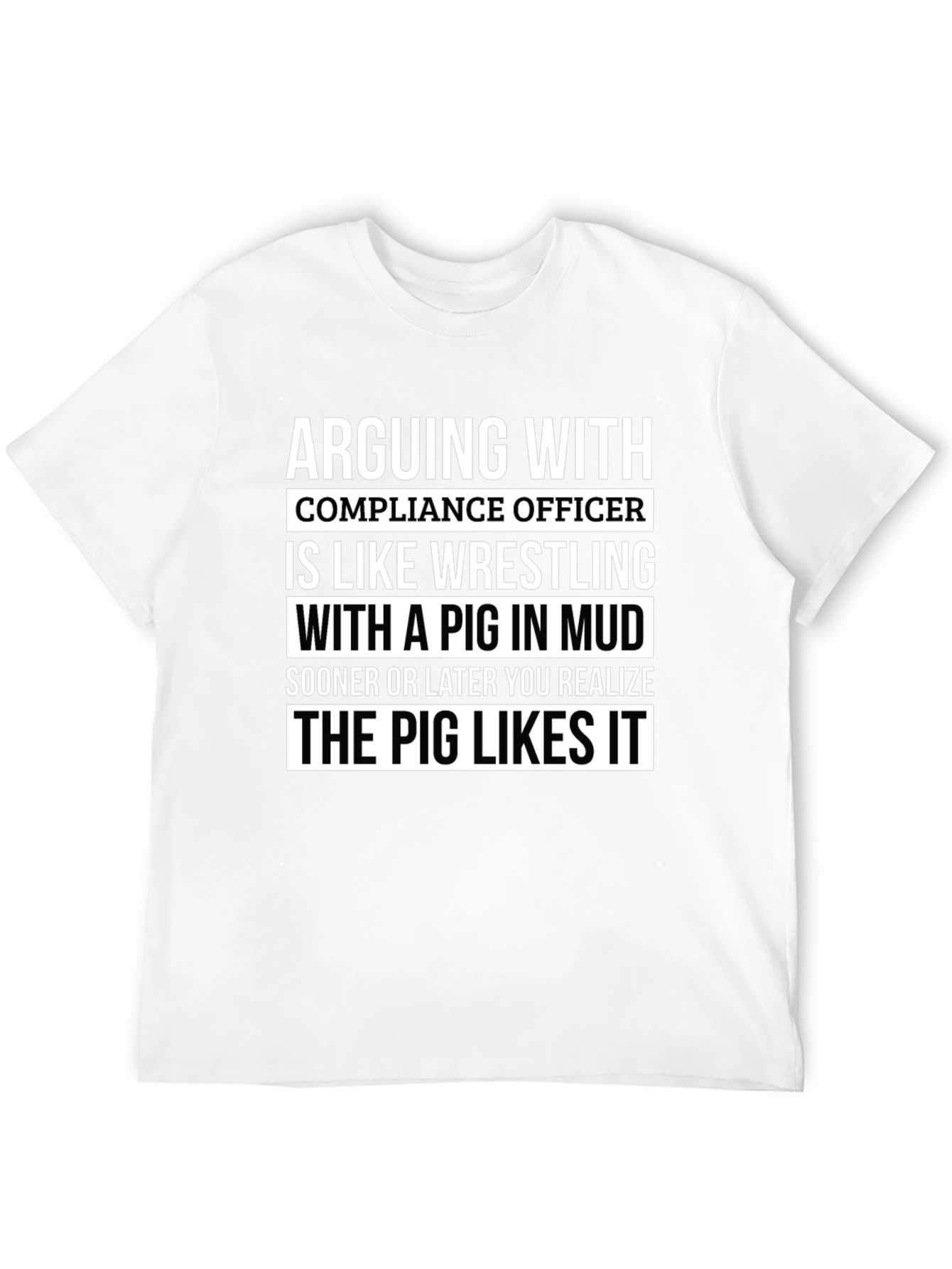 Black Arguing with Compliance Officer Pig T-Shirt view 12
