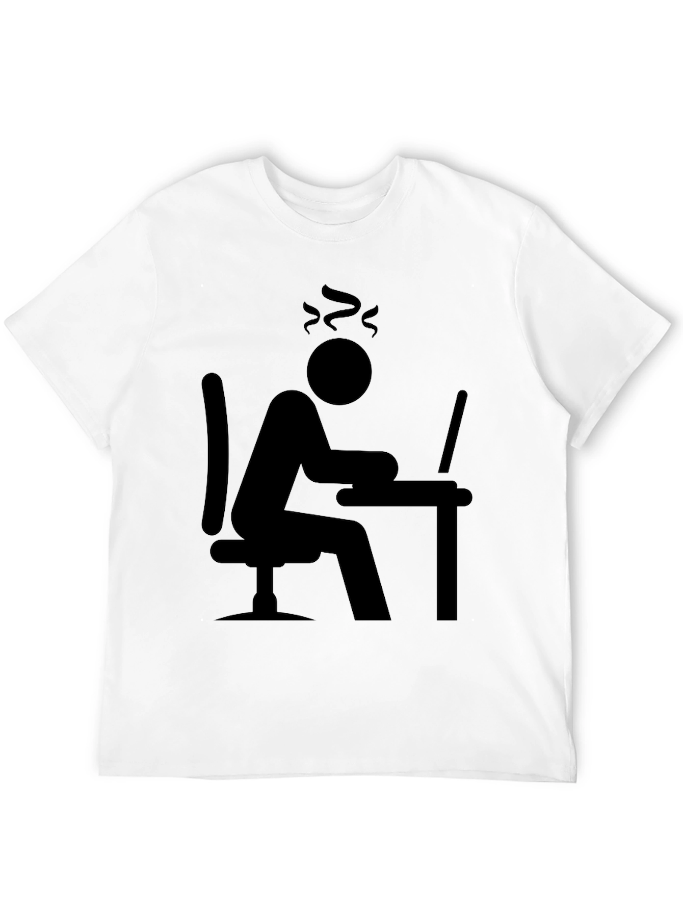 Black Stressed Computer User Graphic T-Shirt view 12