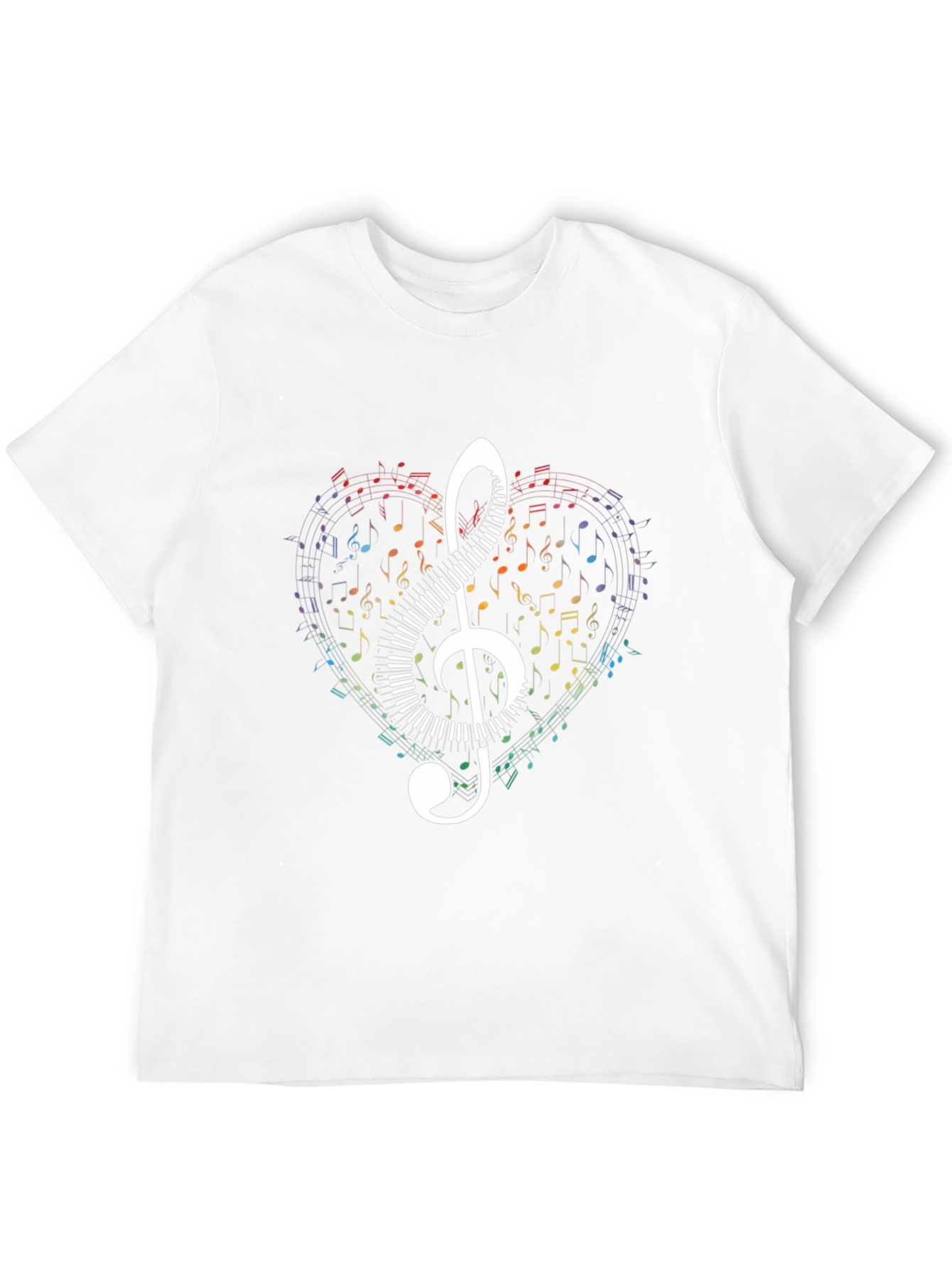 Black Music Heart T-Shirt - Treble Clef & Piano Keys Design view 12