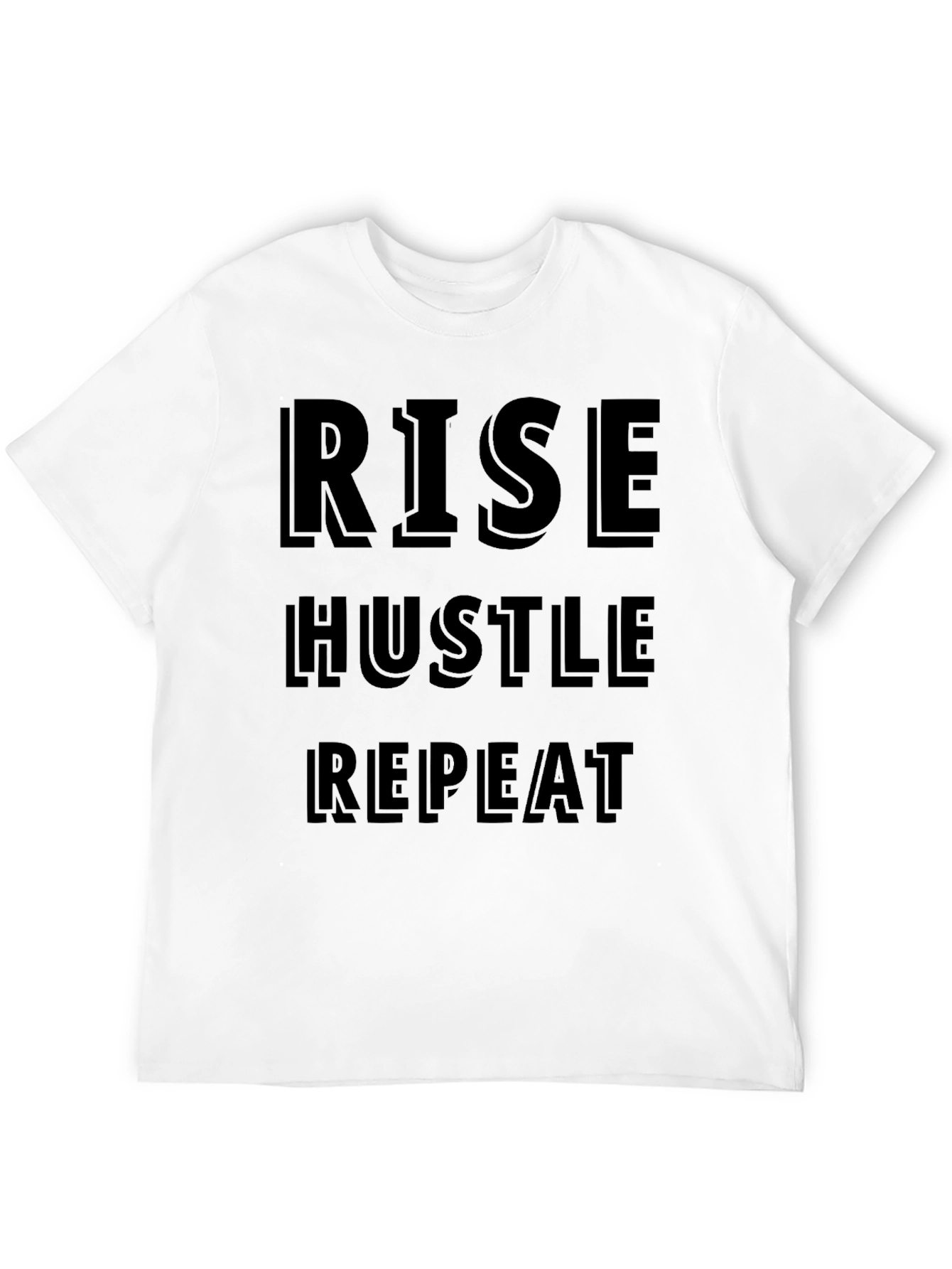Black Rise Hustle Repeat Graphic Tee - Motivational Black T-Shirt view 12