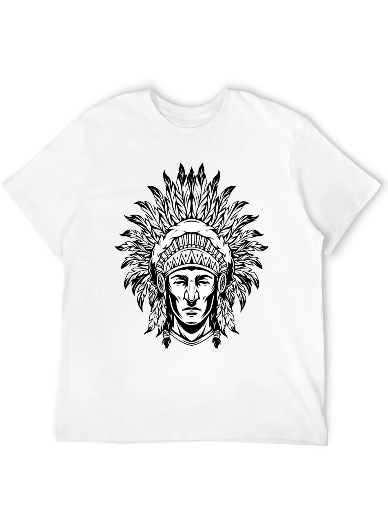 Black Native American Chief Graphic T-Shirt - Black view 12