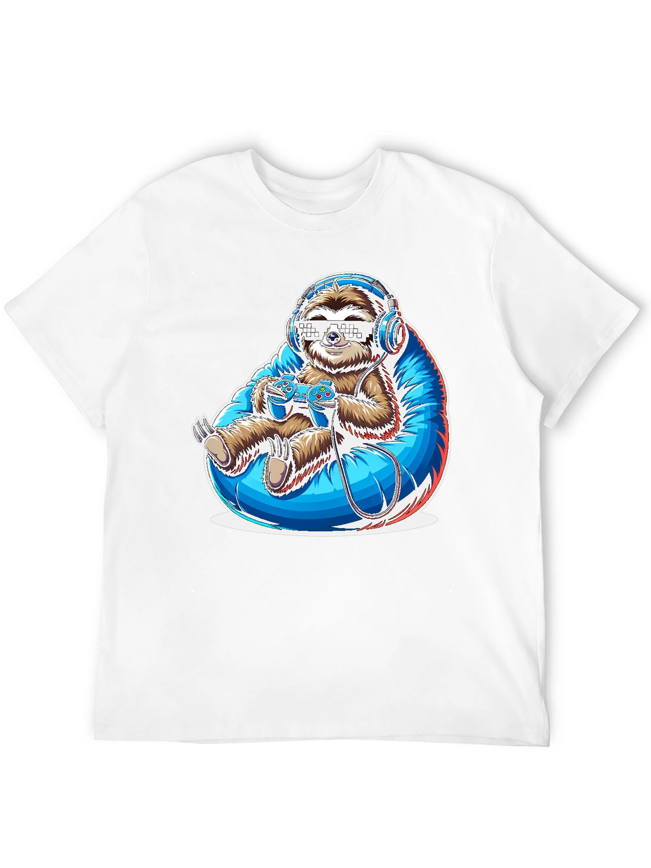 Black Gamer Sloth Graphic Tee - Funny Cool Relaxed Style view 12