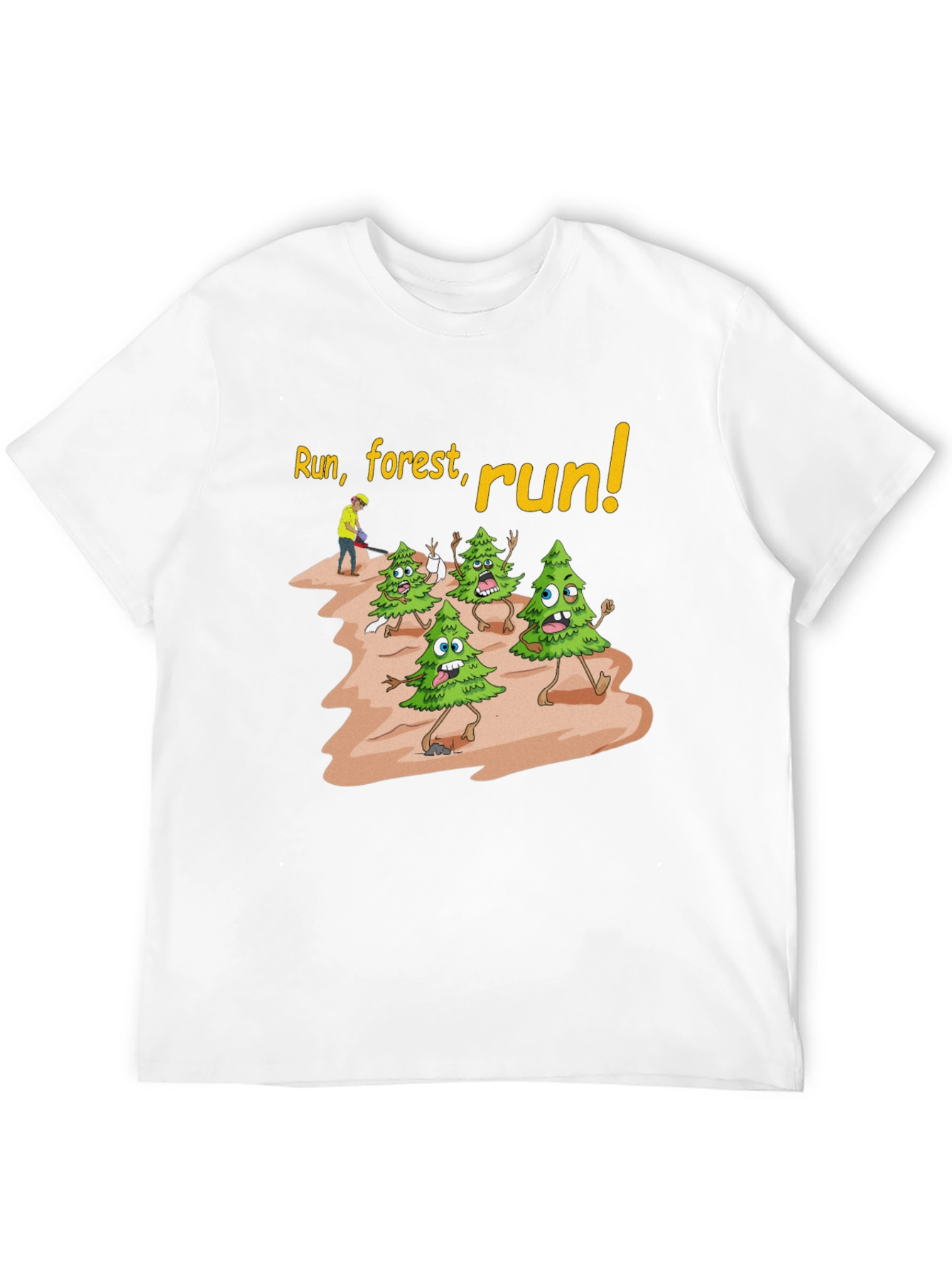 Black Run Forest Run T-Shirt Funny Cartoon Trees view 12