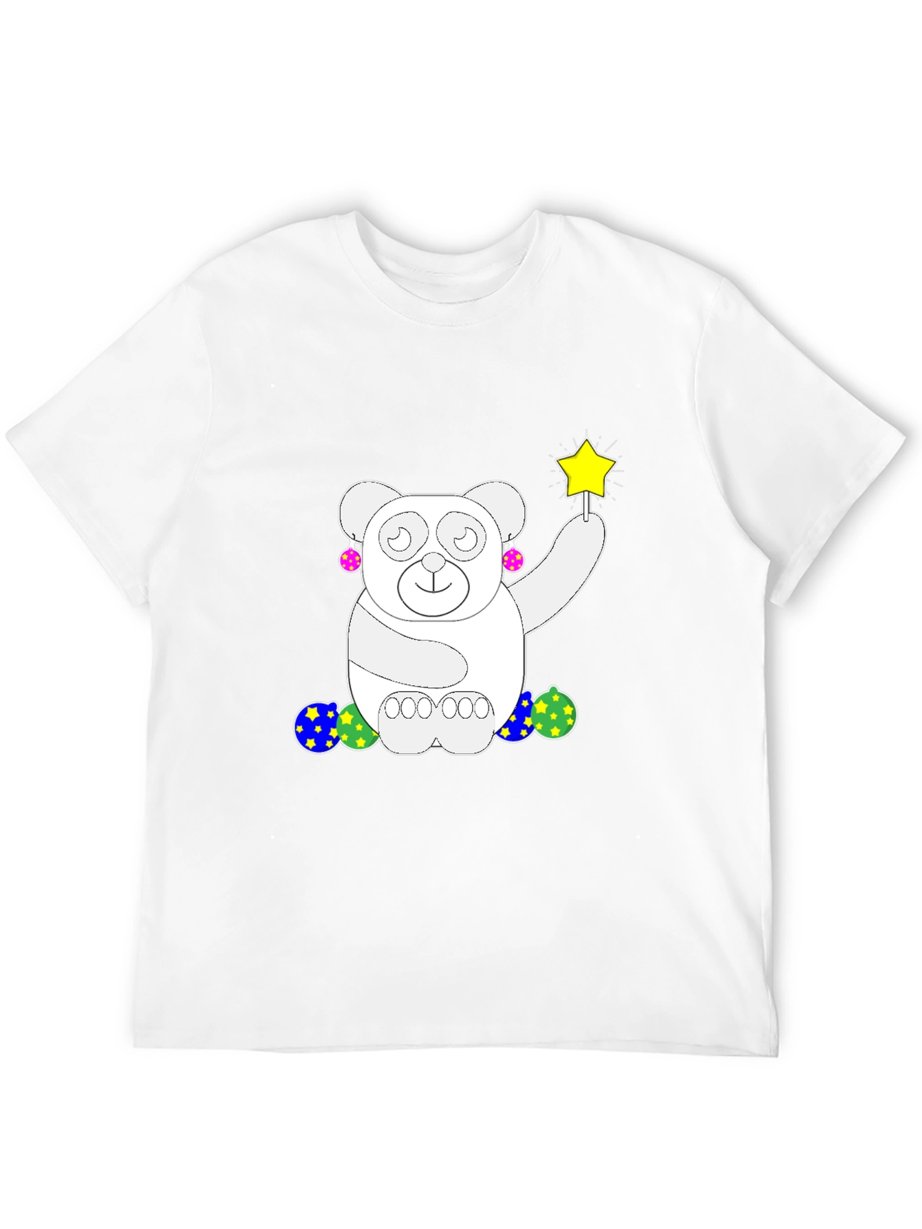 Black Whimsical Bear Graphic Tee - Black Cotton Comfort view 12