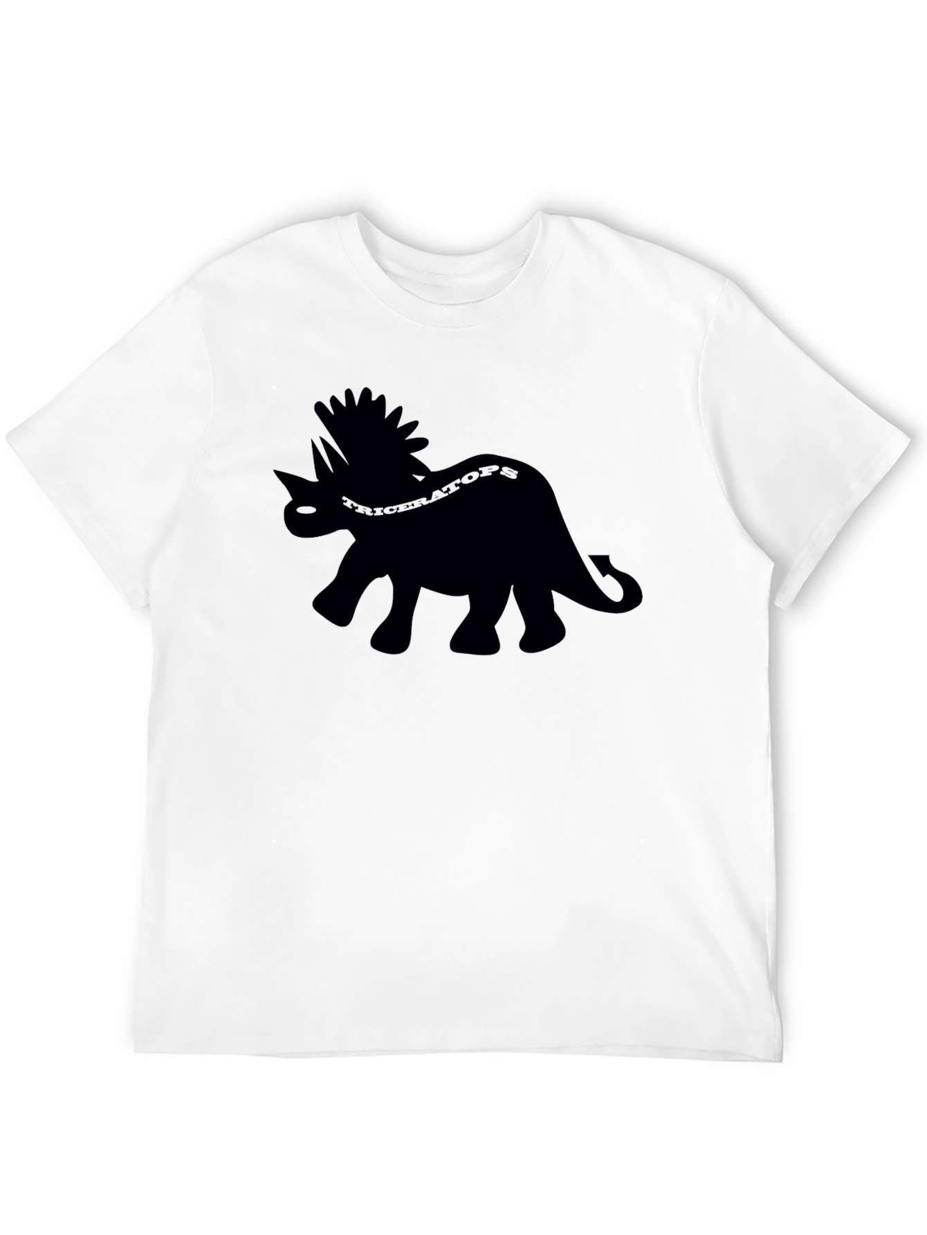 Black Triceratops Dinosaur Graphic Tee - Black view 12
