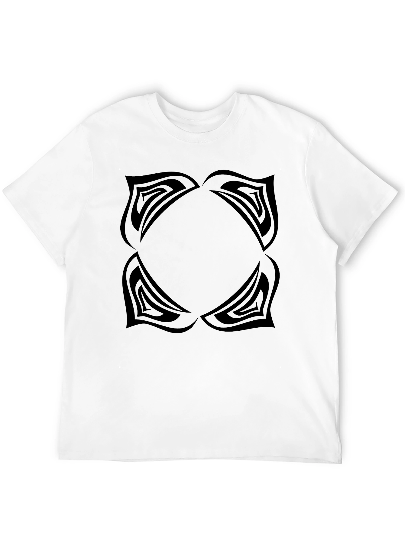 Black Men's Black Graphic Tee - Abstract Lotus Design view 12
