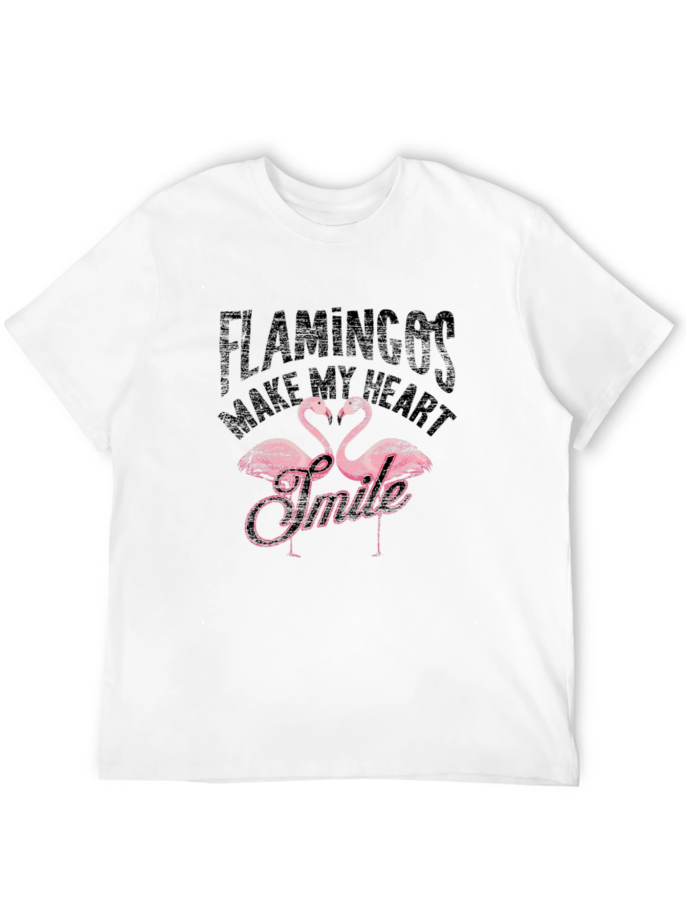Black Flamingos Make My Heart Smile T-Shirt view 12