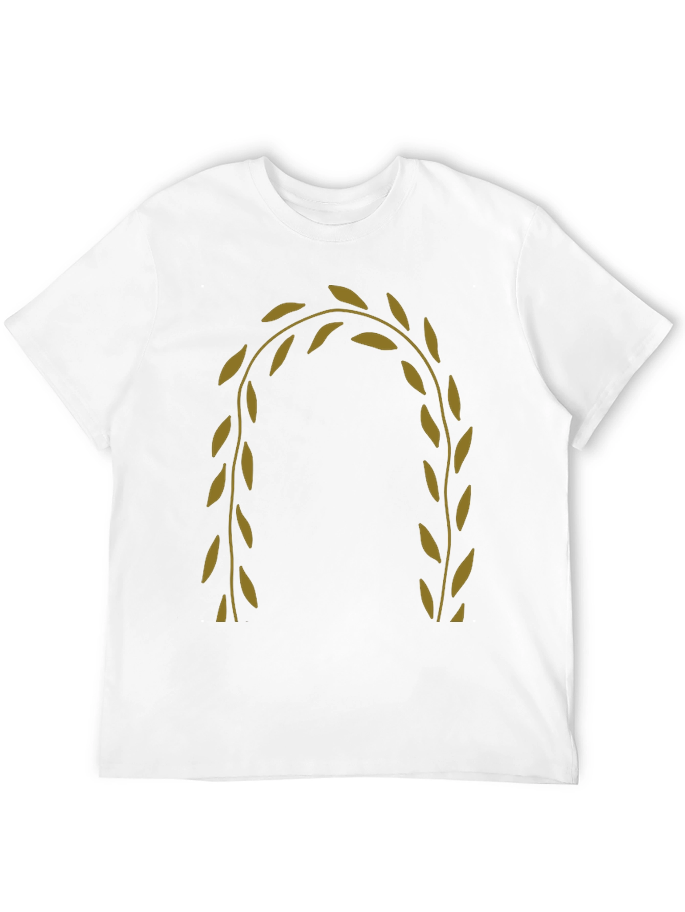 Black Men's Black T-Shirt with Olive Branch Design view 12