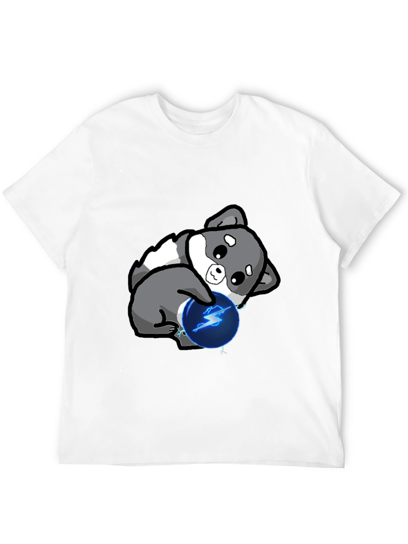 Black Cute Doge with Lightning Ball T-Shirt view 12
