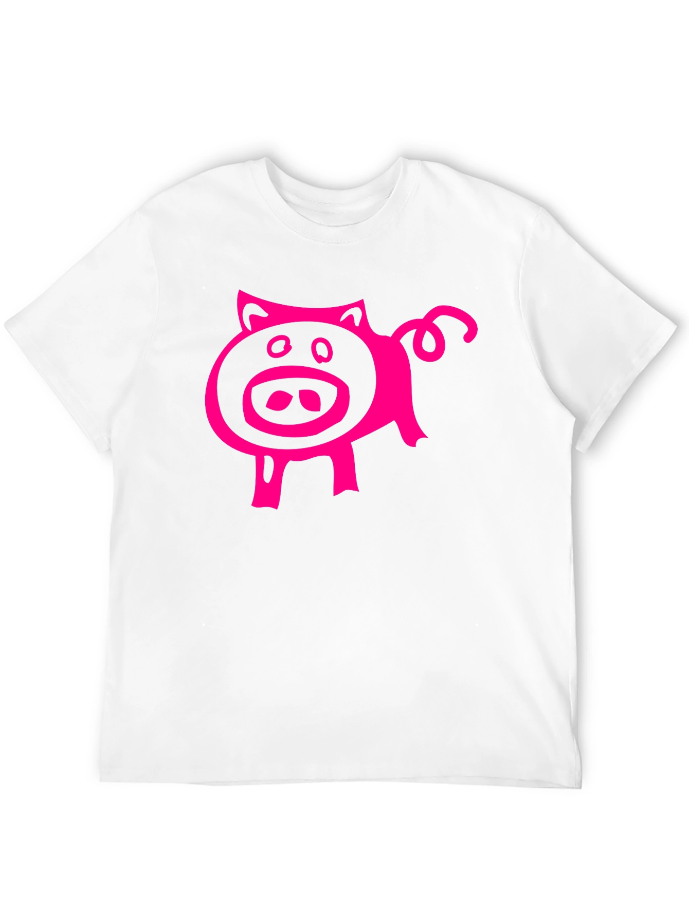 Black Pink Pig Graphic Tee - Black Cotton Blend Casual T-Shirt view 12