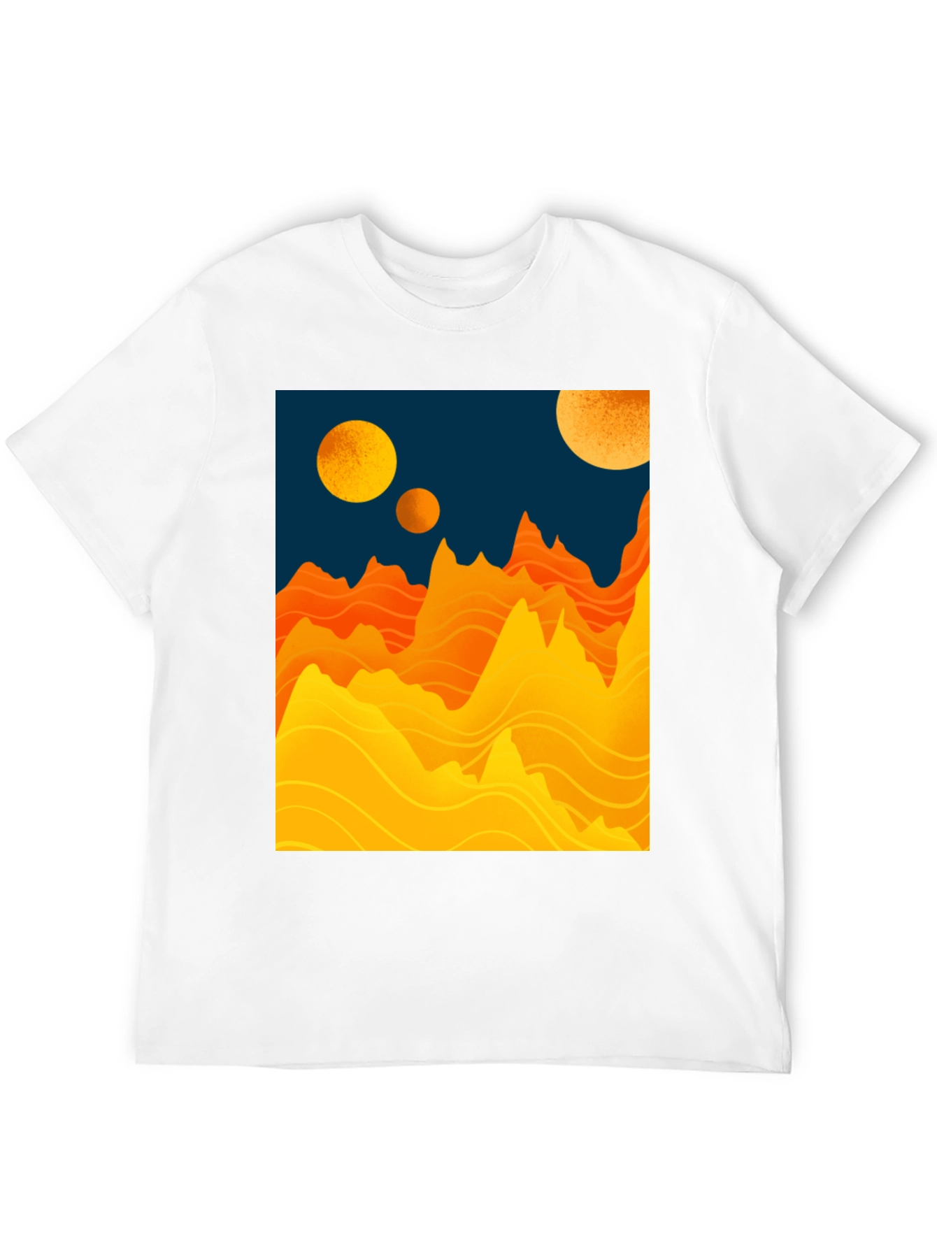 Black Planetary Graphic Tee - Sci-Fi Mountainscape Design view 12