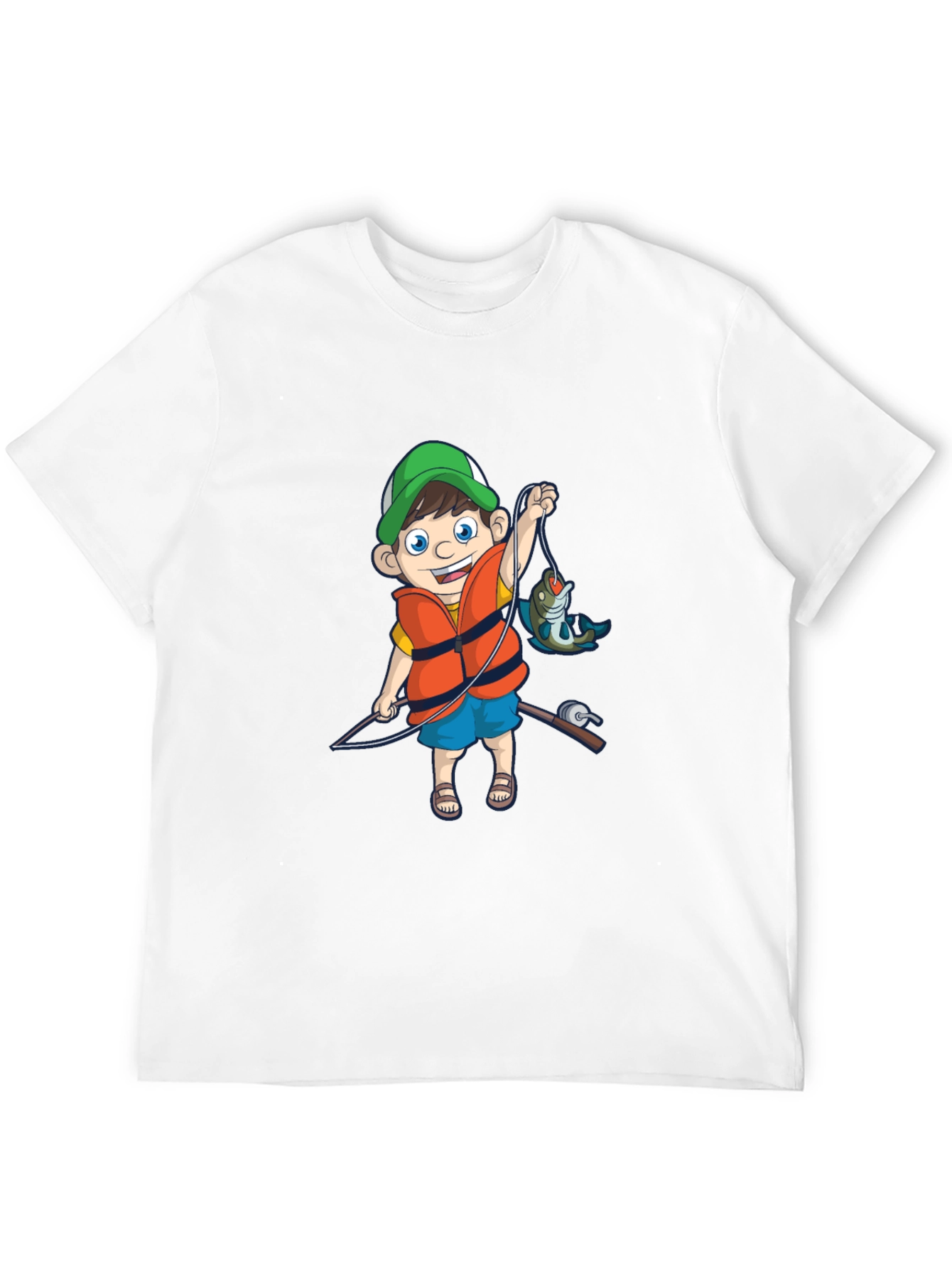 Black Cartoon Fisherman Graphic Tee view 12