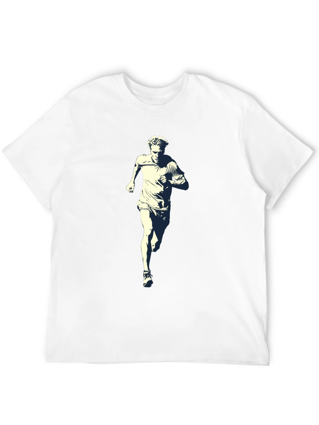 Black Men's Black T-Shirt with Runner Graphic view 12