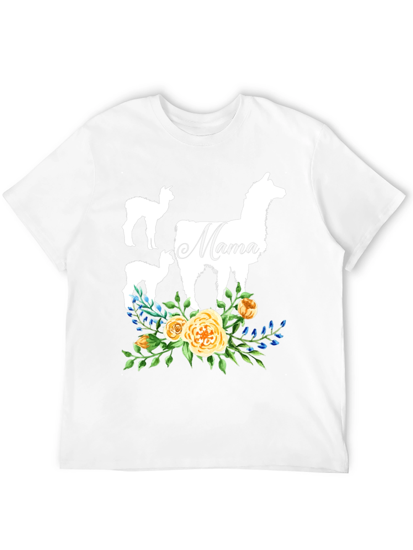 Black Mama Llama Floral T-Shirt Cute Alpaca Mom Tee view 12