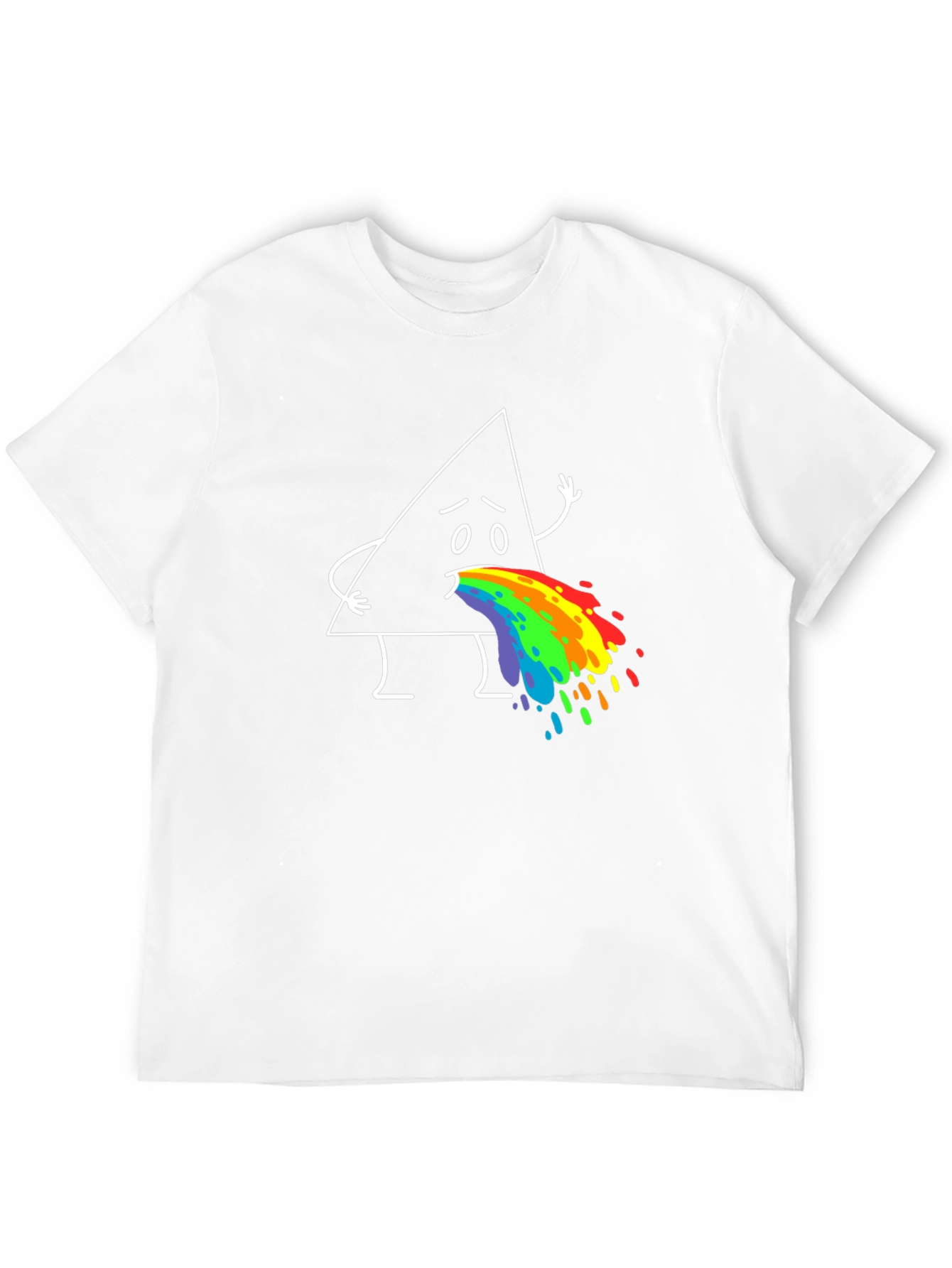 Black Funny Triangle Rainbow Puke Graphic Tee view 12