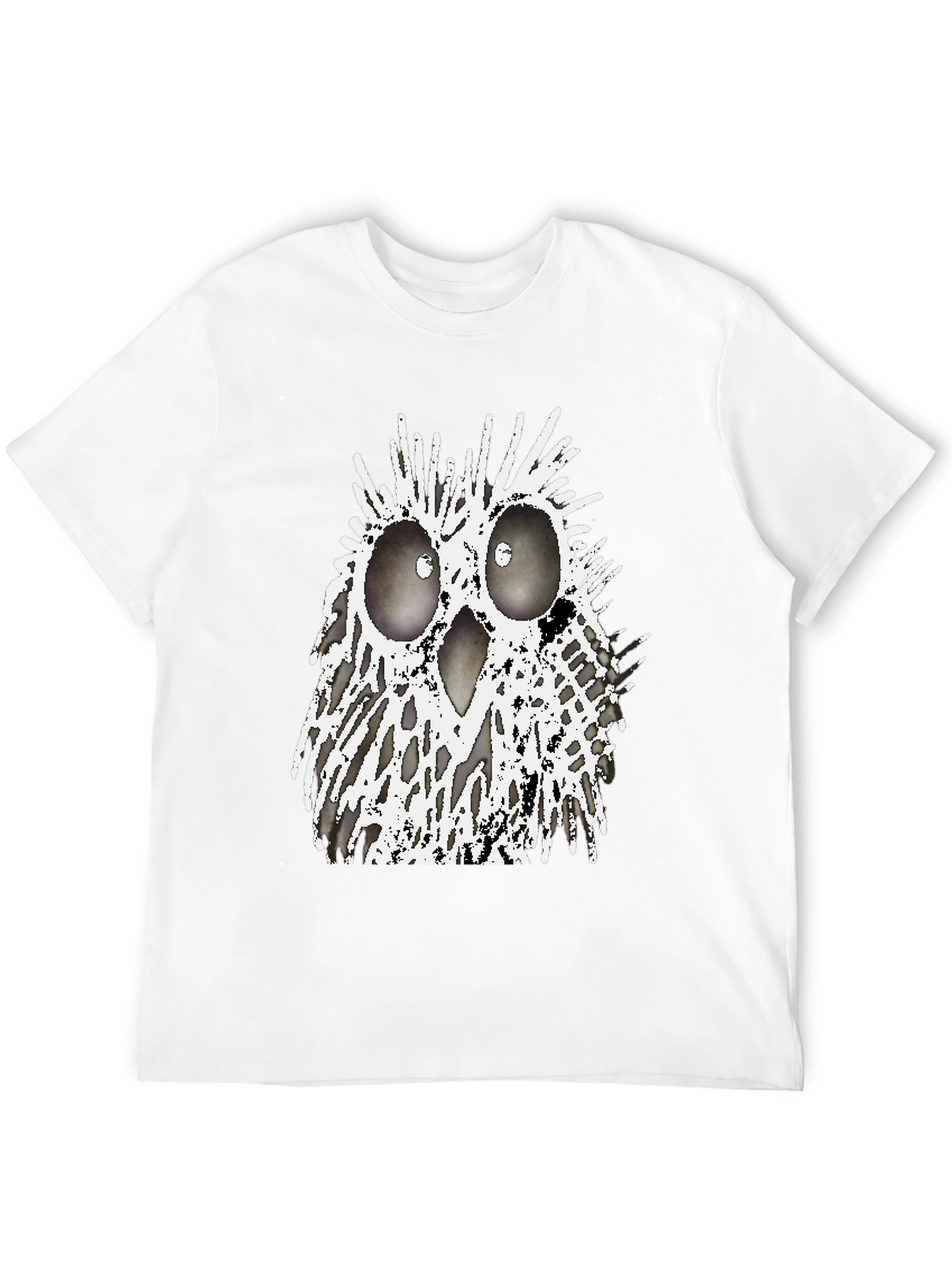 Black Abstract Owl Graphic T-Shirt - Black Crew Neck Tee view 12