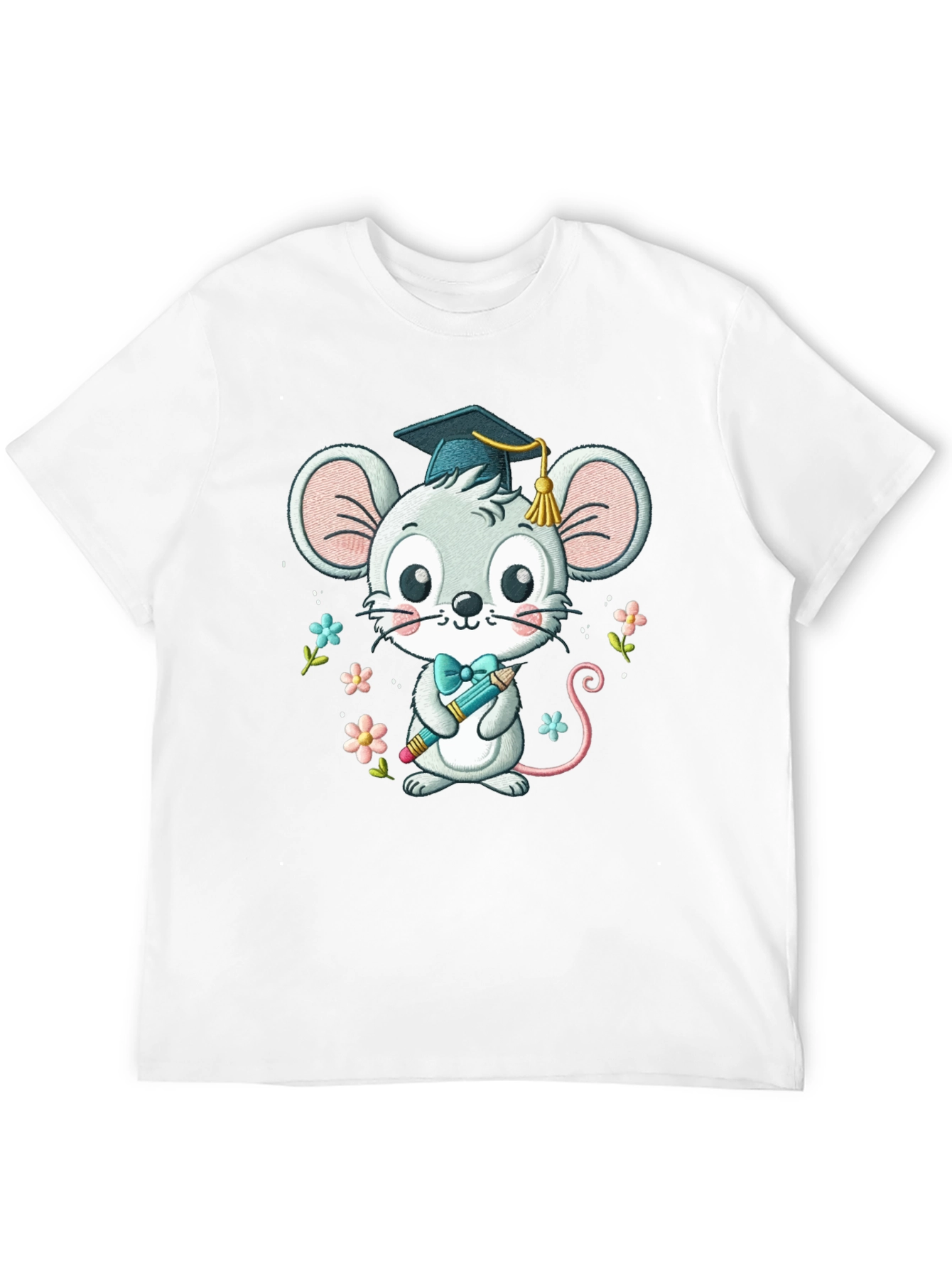 Black Graduation Mouse T-Shirt Cute Cartoon Animal Tee view 12
