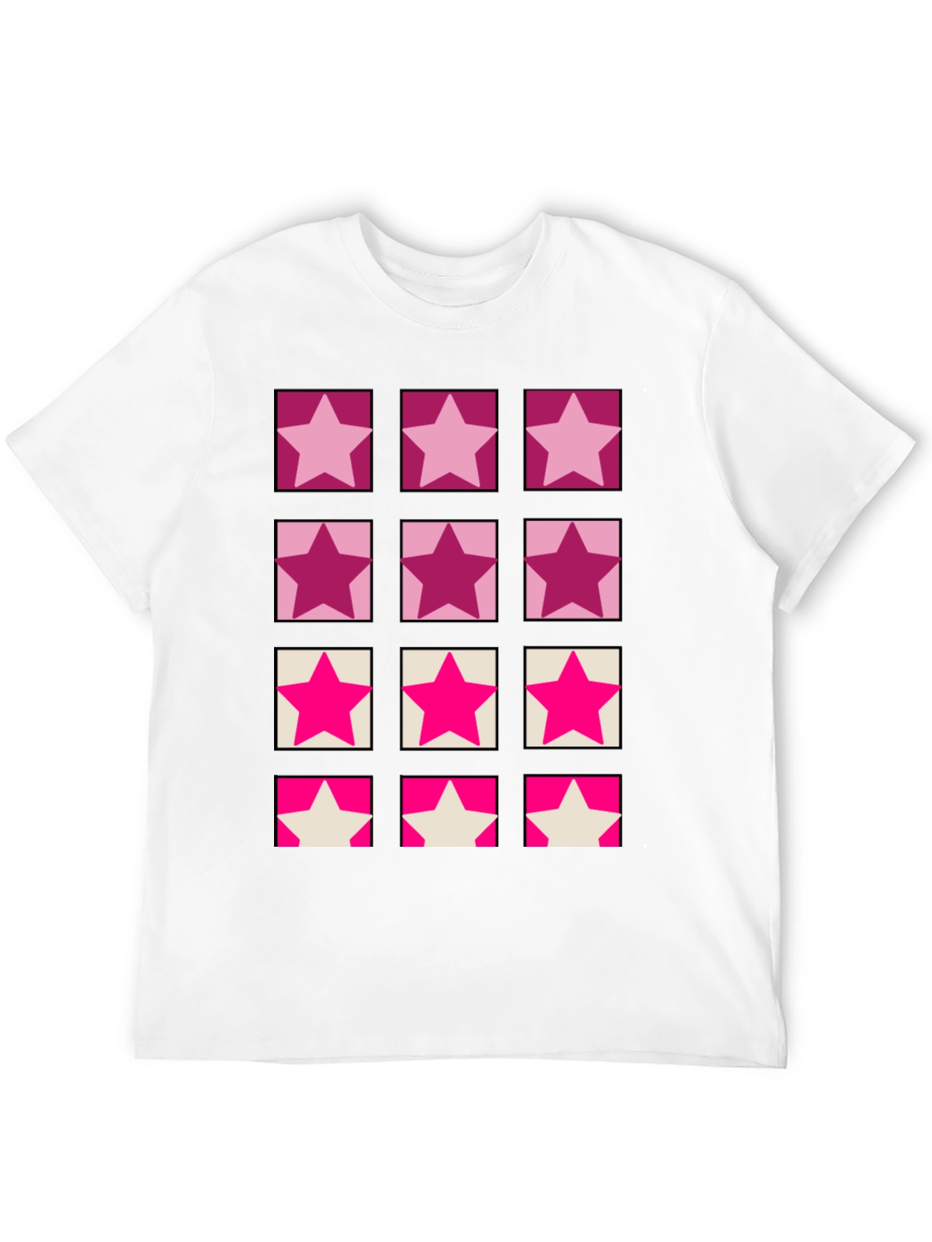 Black Star Pattern Crew Neck T-Shirt view 12
