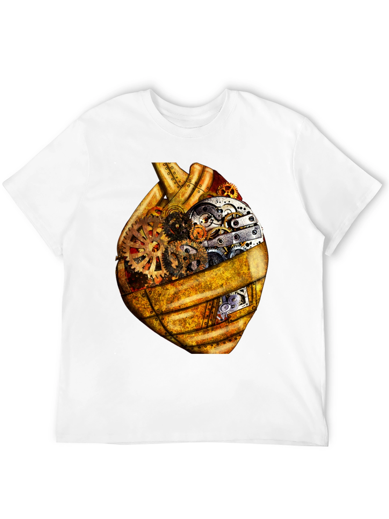 Black Steampunk Heart Gears Graphic Tee view 12