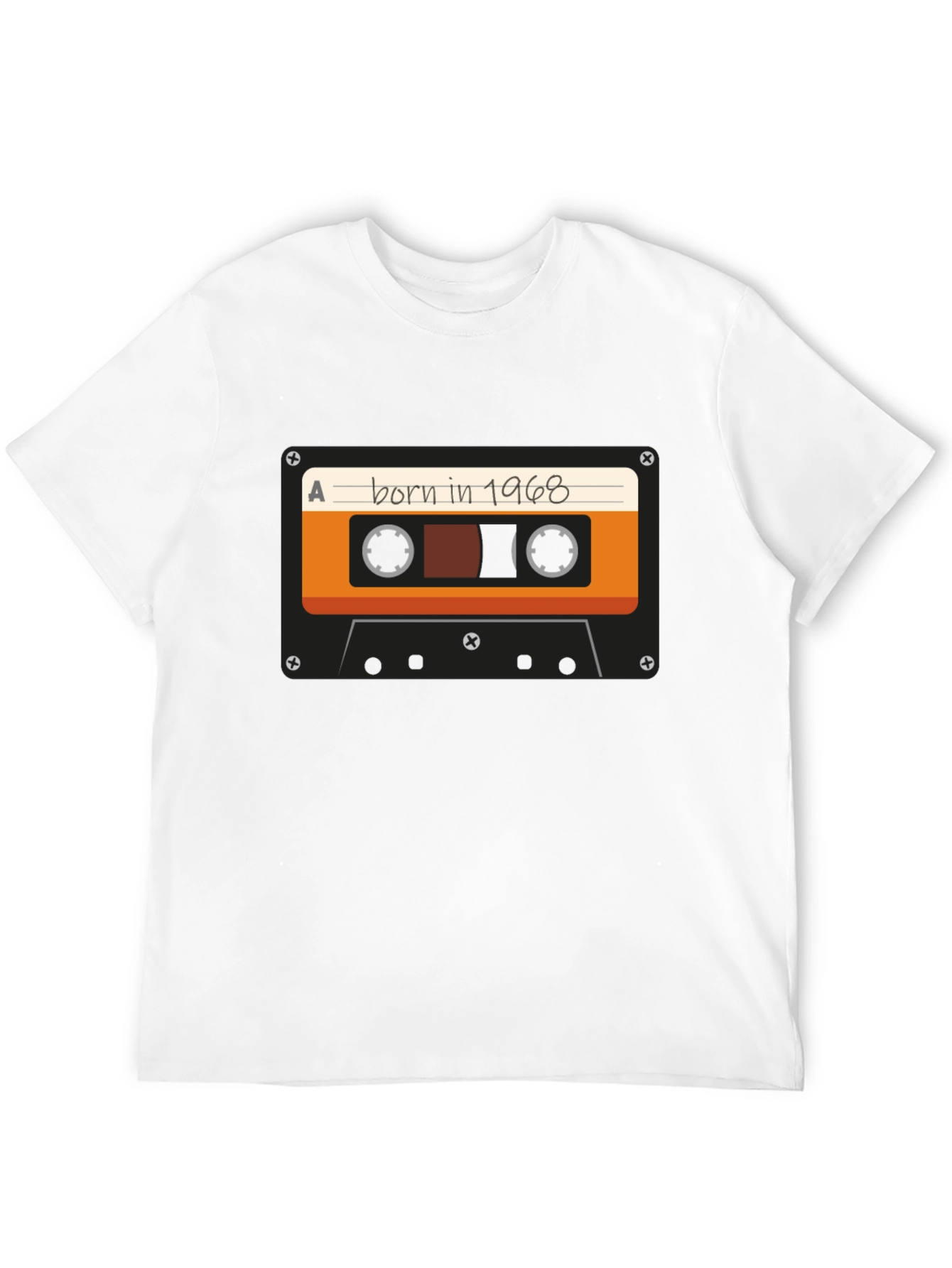 Black Born in 1968 Cassette Tape T-Shirt - Retro Birthday Tee view 12