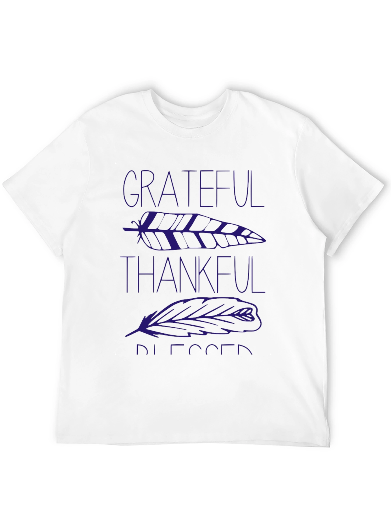 Black Grateful Thankful Blessed Feather Graphic T-Shirt view 12