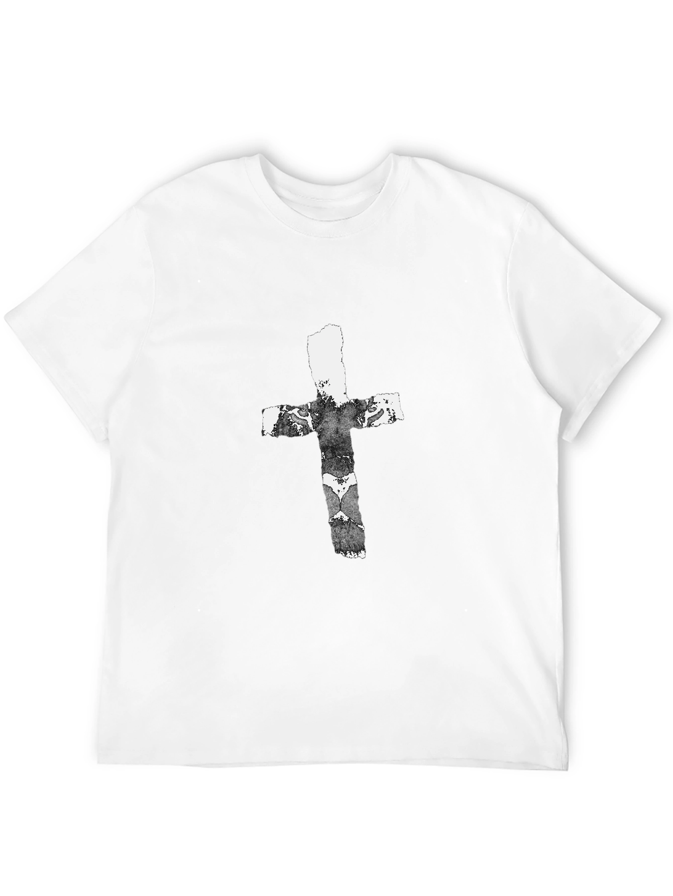 Black Grunge Cross Graphic Black T-Shirt view 12