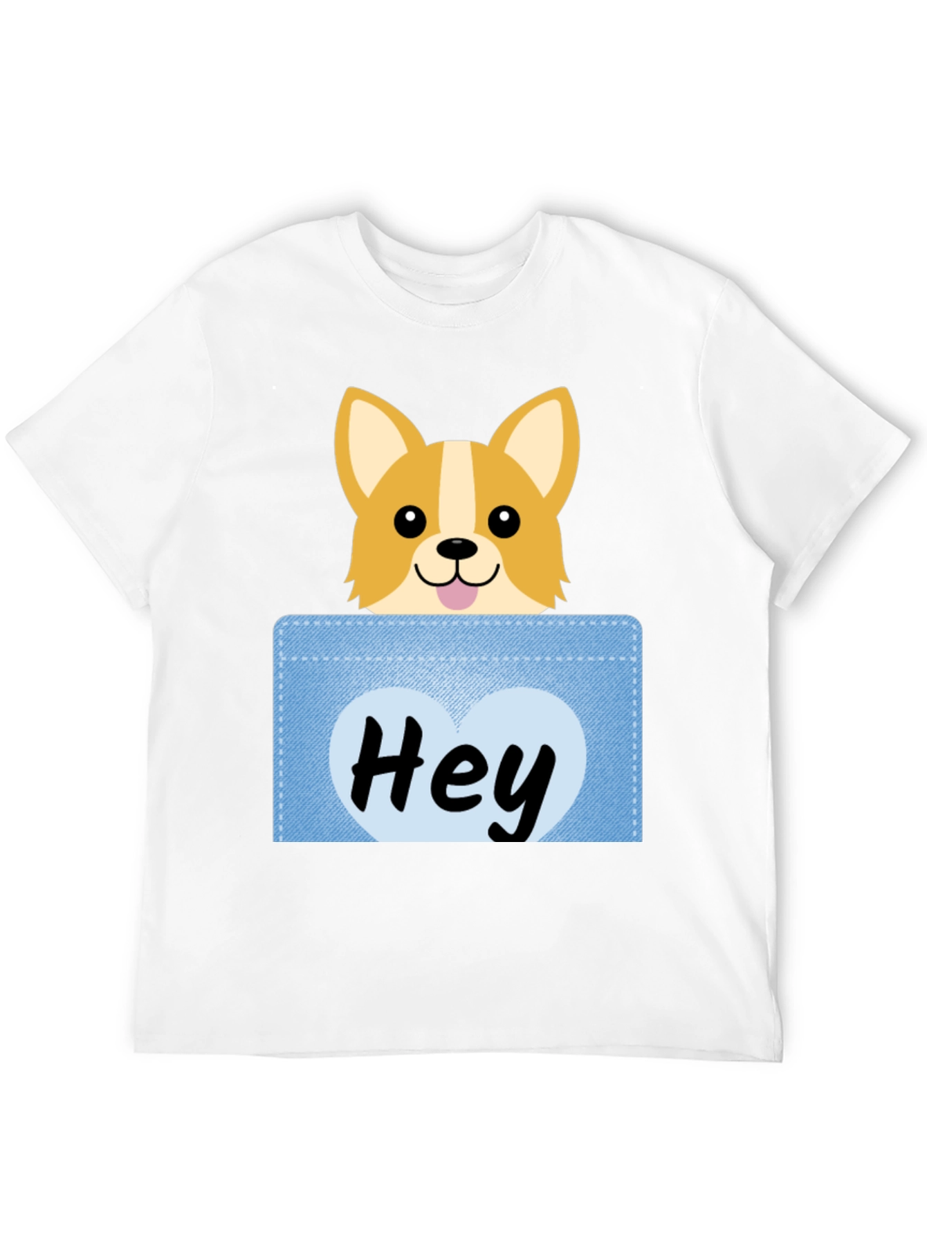 Black Cute Corgi Peek-a-Boo Pocket T-Shirt view 12
