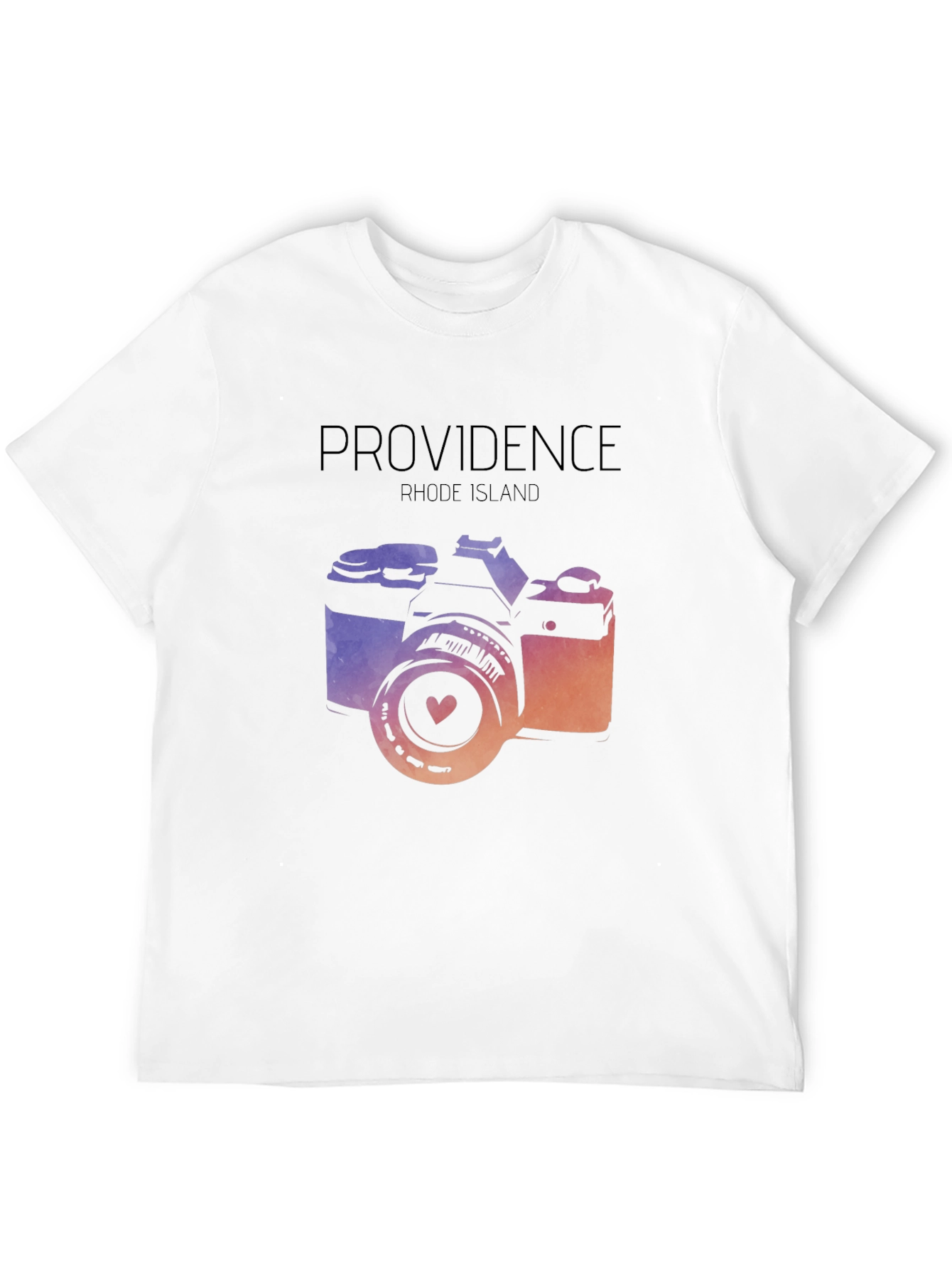 Black Providence Rhode Island Camera Graphic T-Shirt view 12