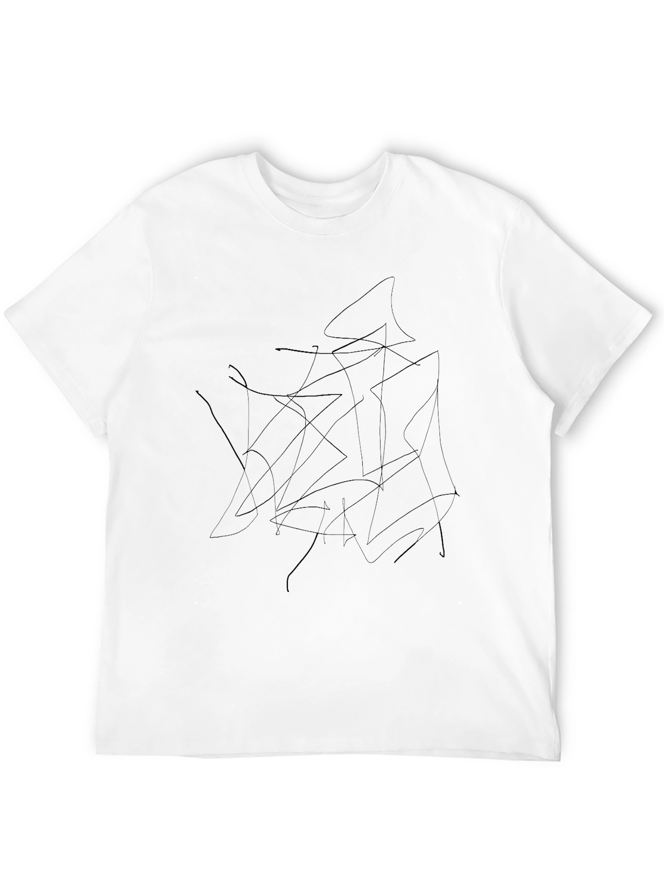 Black Abstract Scribble Black Cotton T-Shirt view 12