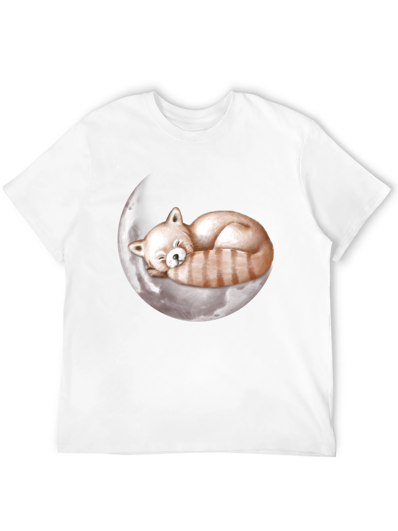 Black Red Panda Moon Sleep T-Shirt view 12