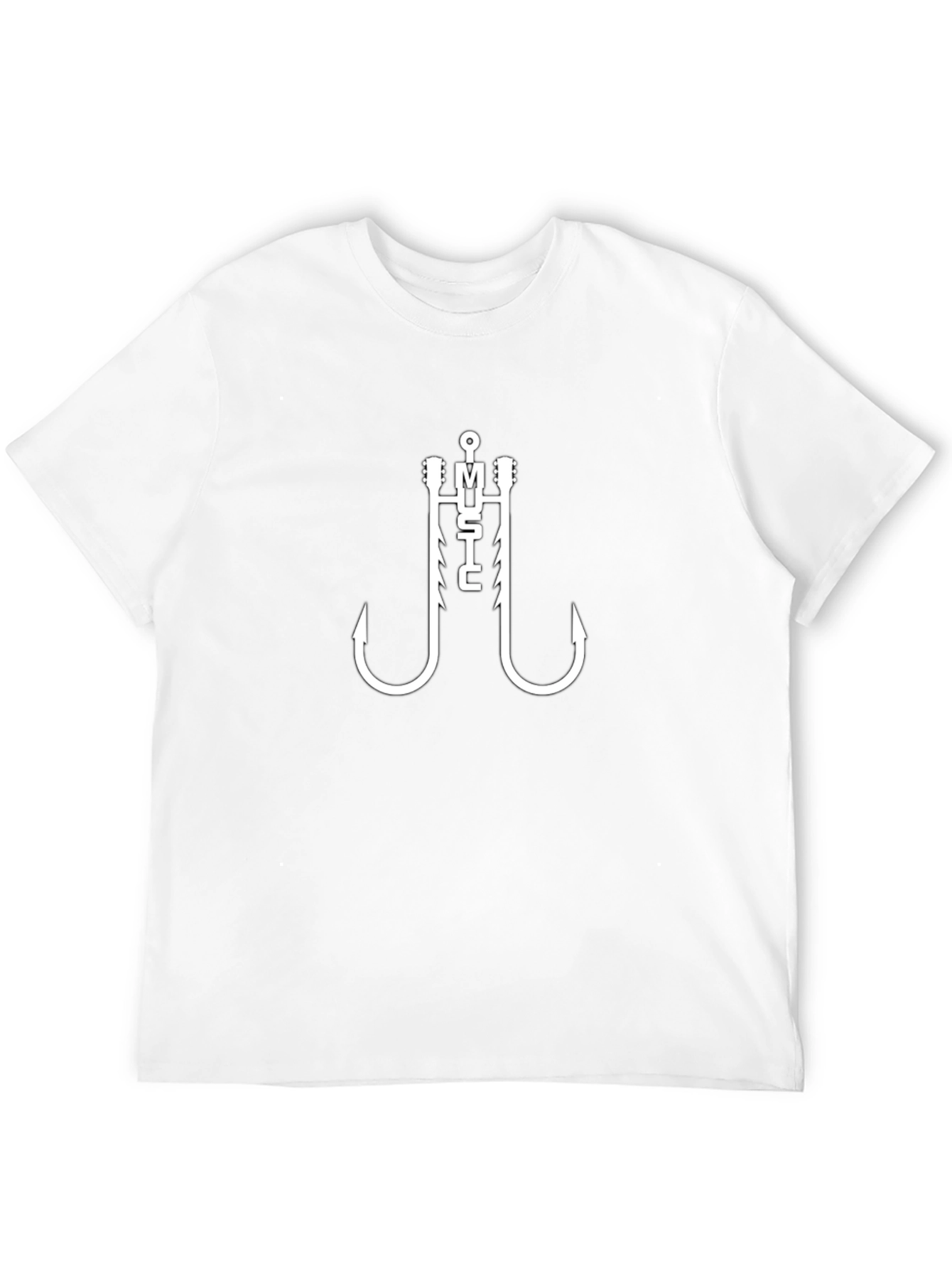 Black Music Fishing Hook T-Shirt - Black Tee view 12