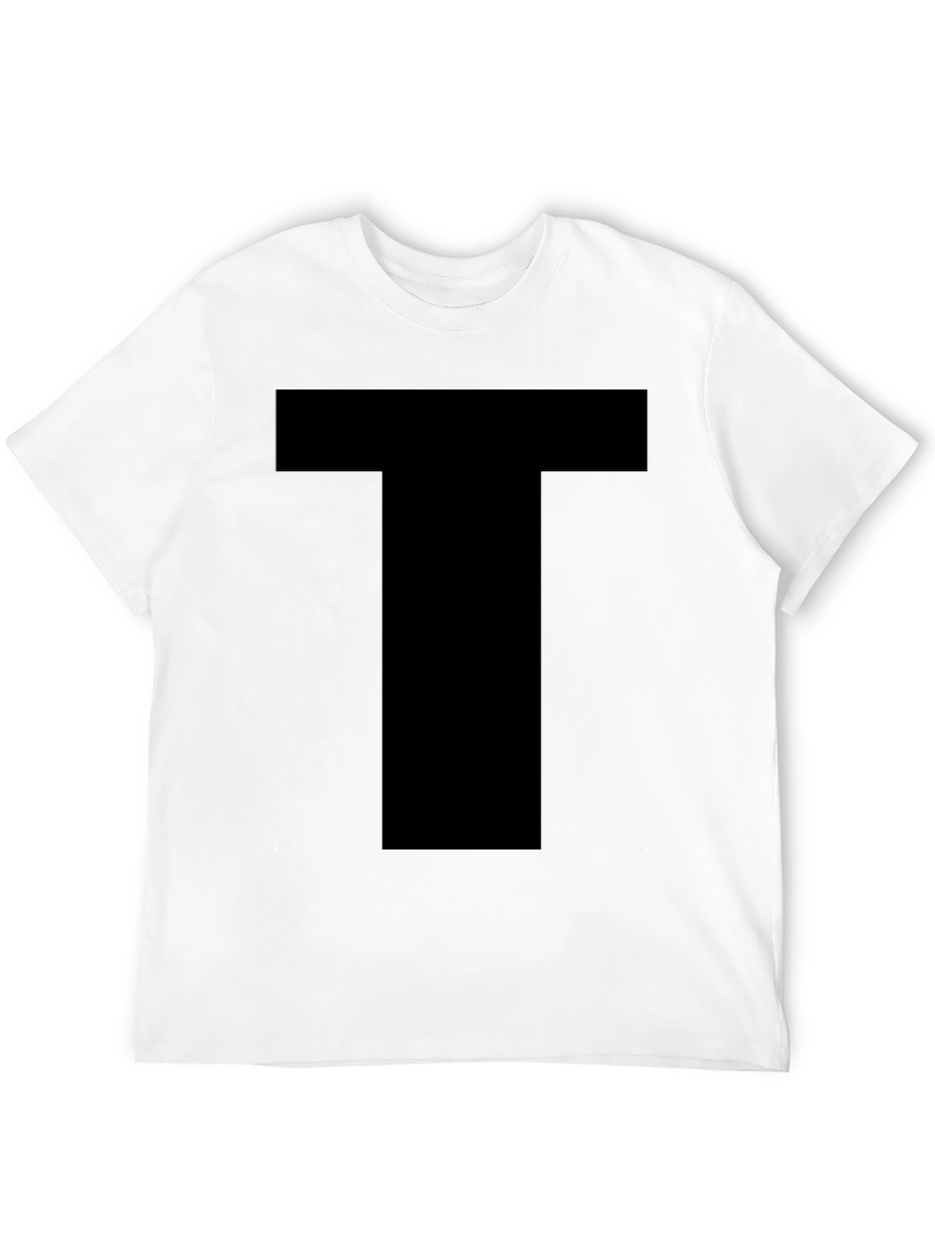 Black Men's Basic Black T-Shirt with Bold "T" Design view 12