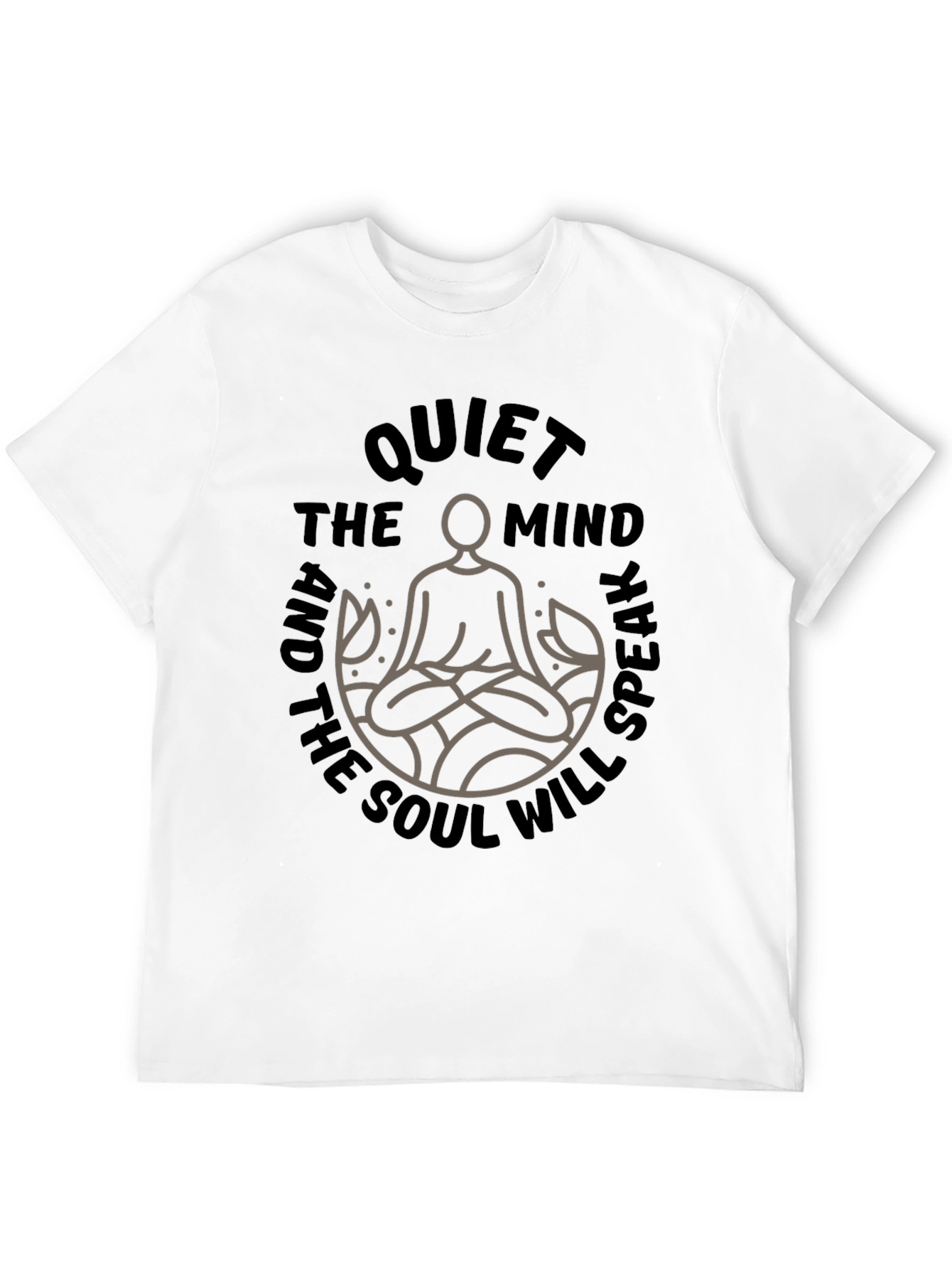 Black Quiet Mind Soul Speak Graphic Tee - Zen Meditation Shirt view 12